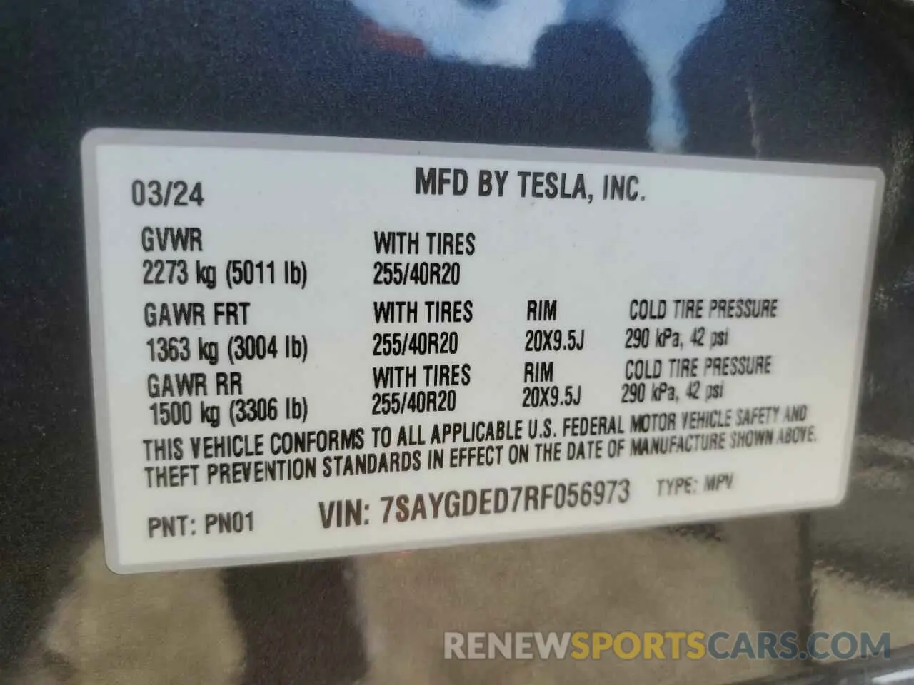 13 Фотография поврежденного автомобиля 7SAYGDED7RF056973 TESLA MODEL Y 2024