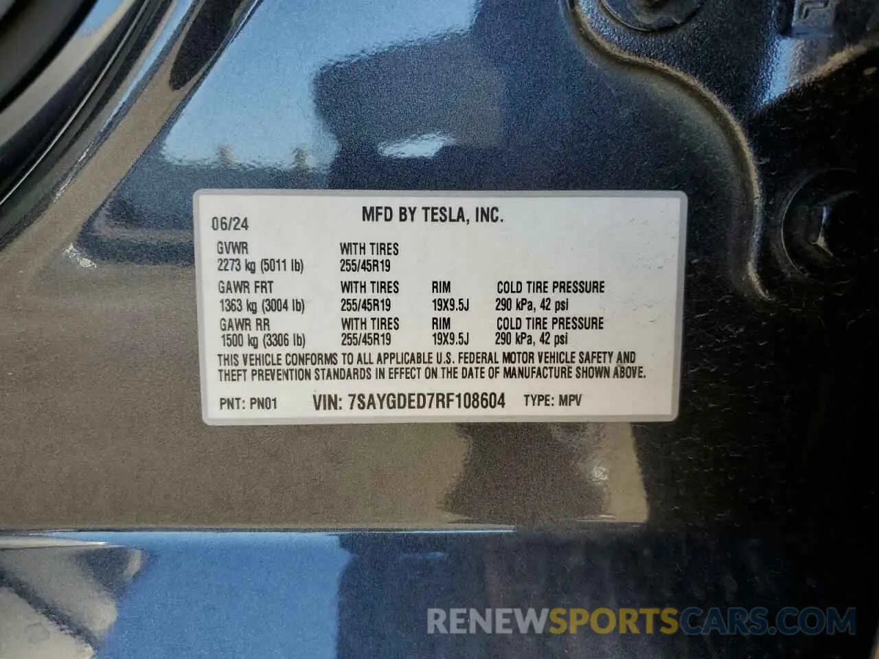 15 Фотография поврежденного автомобиля 7SAYGDED7RF108604 TESLA MODEL Y 2024