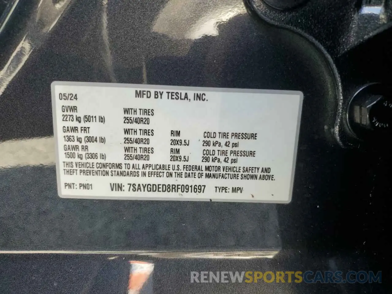 13 Фотография поврежденного автомобиля 7SAYGDED8RF091697 TESLA MODEL Y 2024