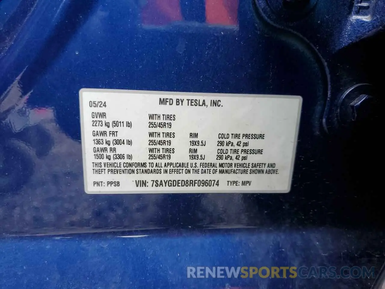 13 Photograph of a damaged car 7SAYGDED8RF096074 TESLA MODEL Y 2024