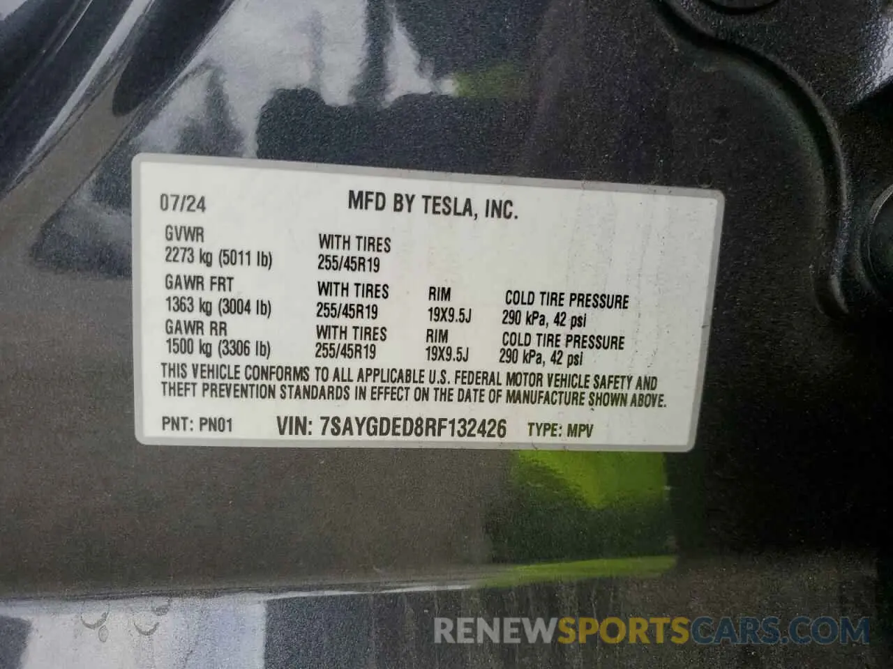 16 Фотография поврежденного автомобиля 7SAYGDED8RF132426 TESLA MODEL Y 2024