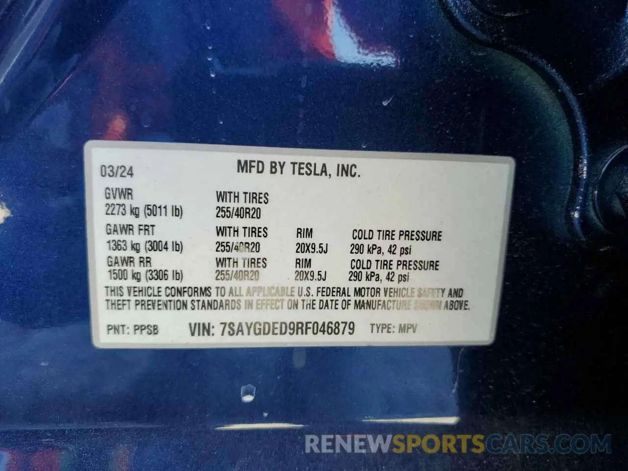 16 Фотография поврежденного автомобиля 7SAYGDED9RF046879 TESLA MODEL Y 2024