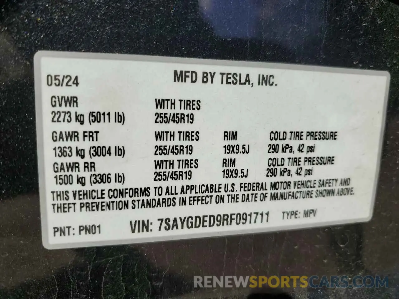 15 Фотография поврежденного автомобиля 7SAYGDED9RF091711 TESLA MODEL Y 2024