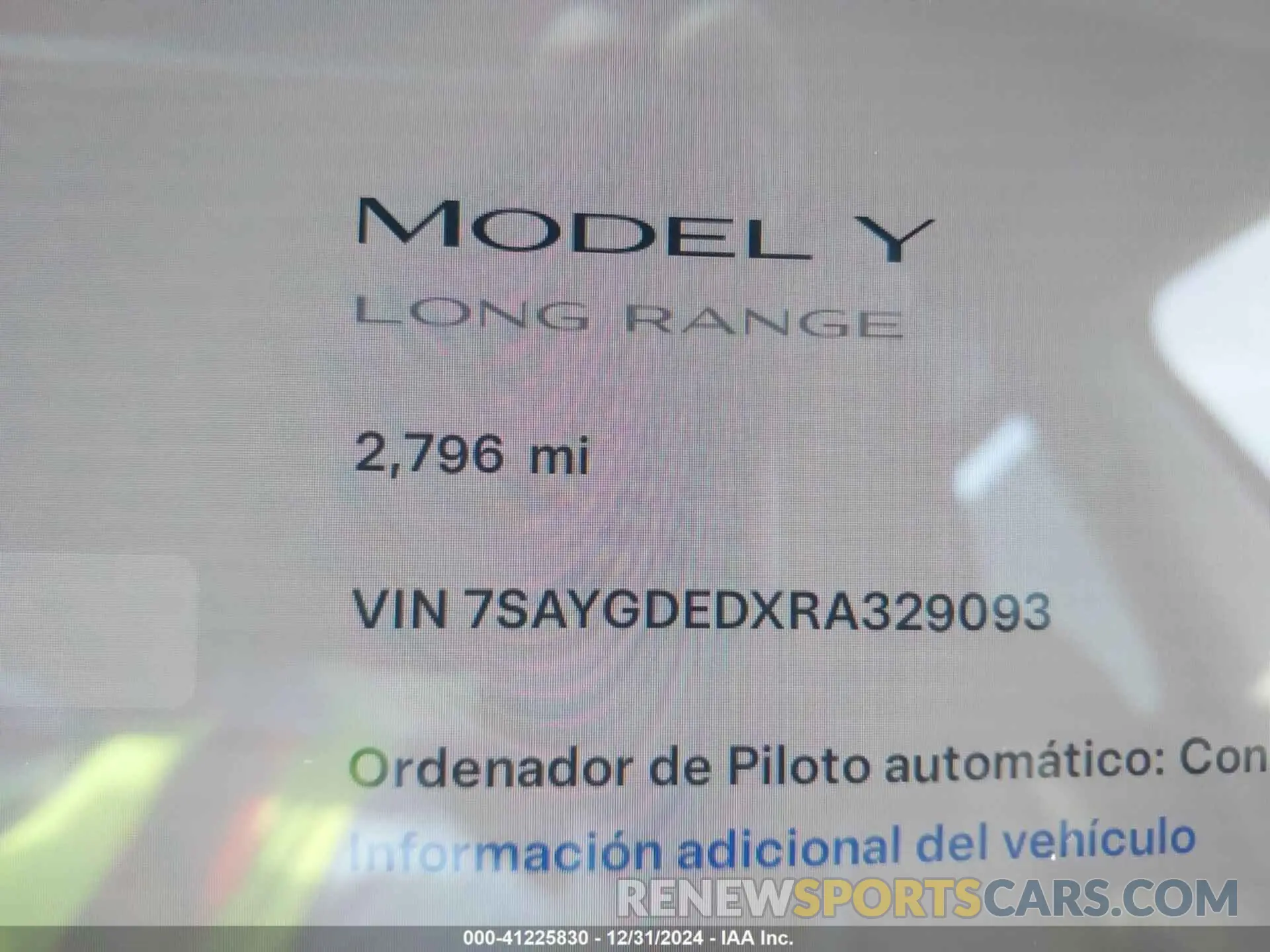 7 Photograph of a damaged car 7SAYGDEDXRA329093 TESLA MODEL Y 2024