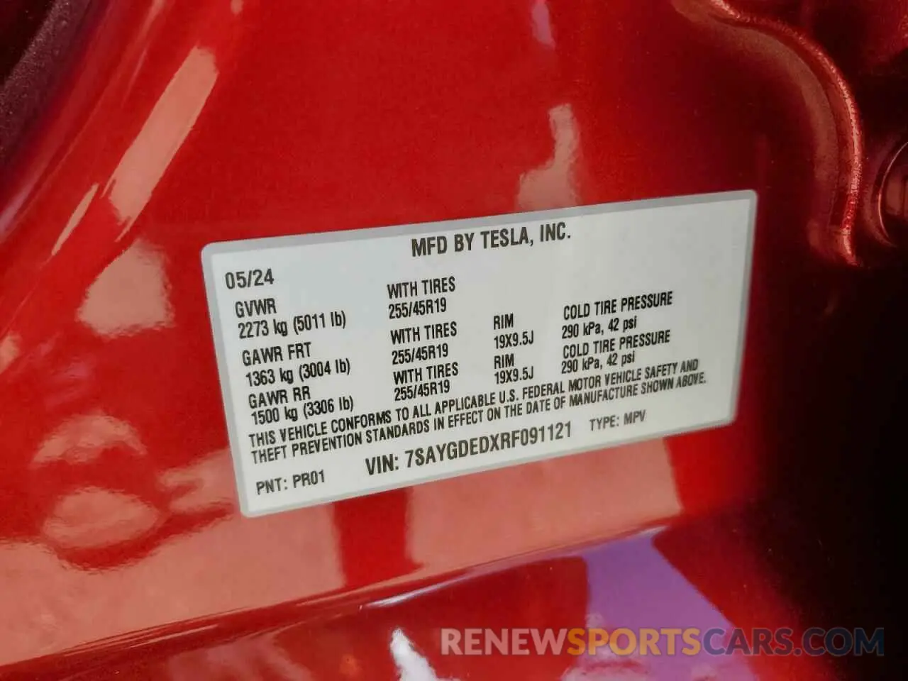 13 Фотография поврежденного автомобиля 7SAYGDEDXRF091121 TESLA MODEL Y 2024