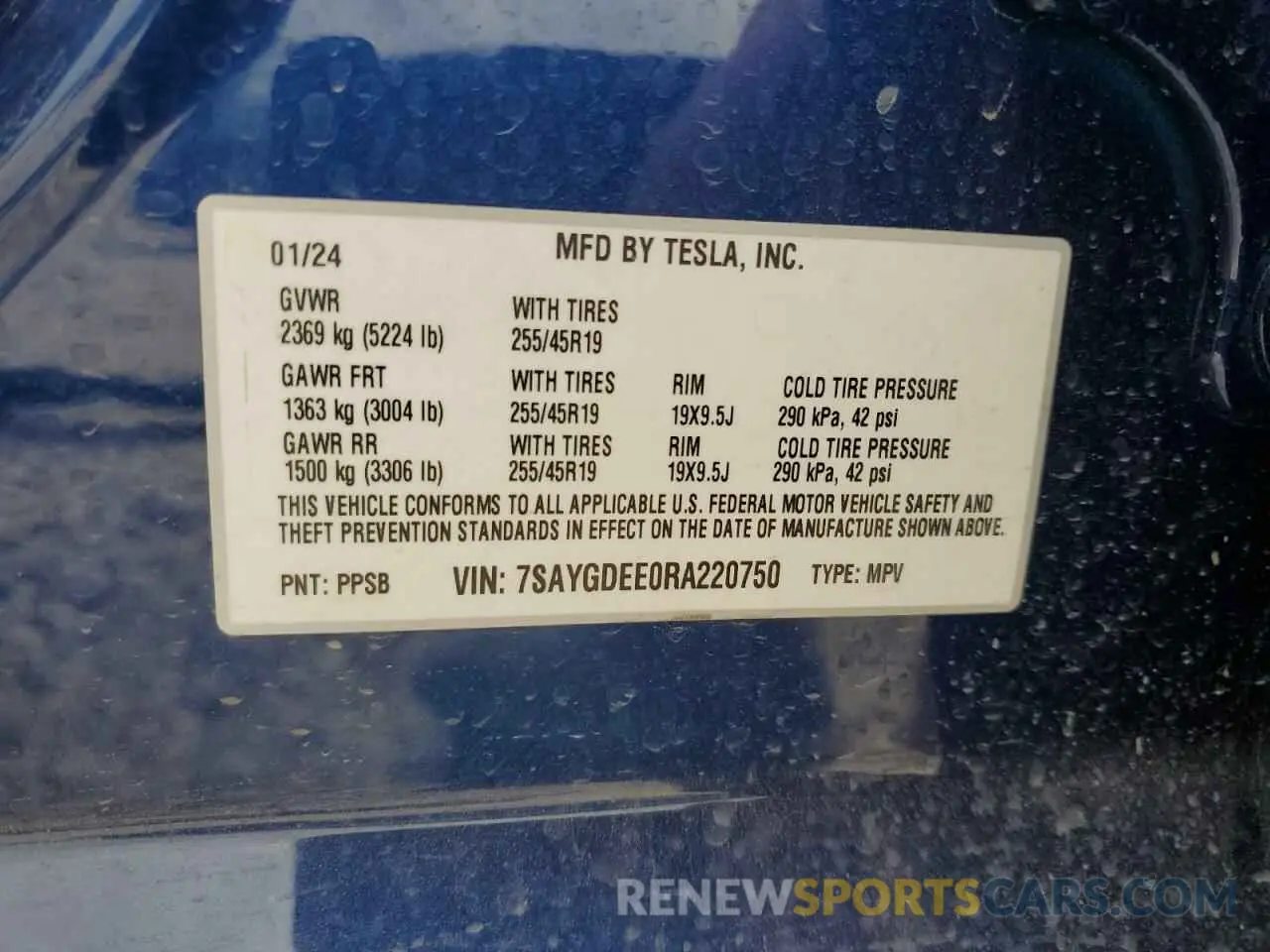 13 Фотография поврежденного автомобиля 7SAYGDEE0RA220750 TESLA MODEL Y 2024