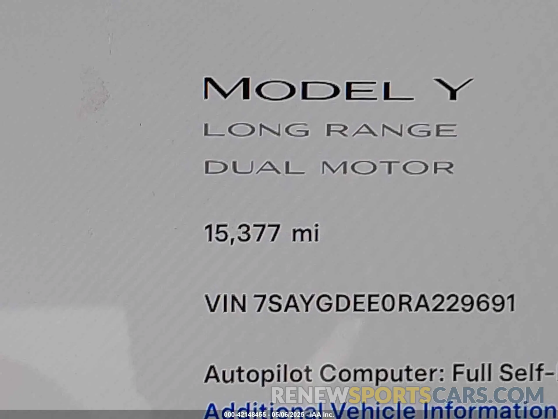 15 Фотография поврежденного автомобиля 7SAYGDEE0RA229691 TESLA MODEL Y 2024