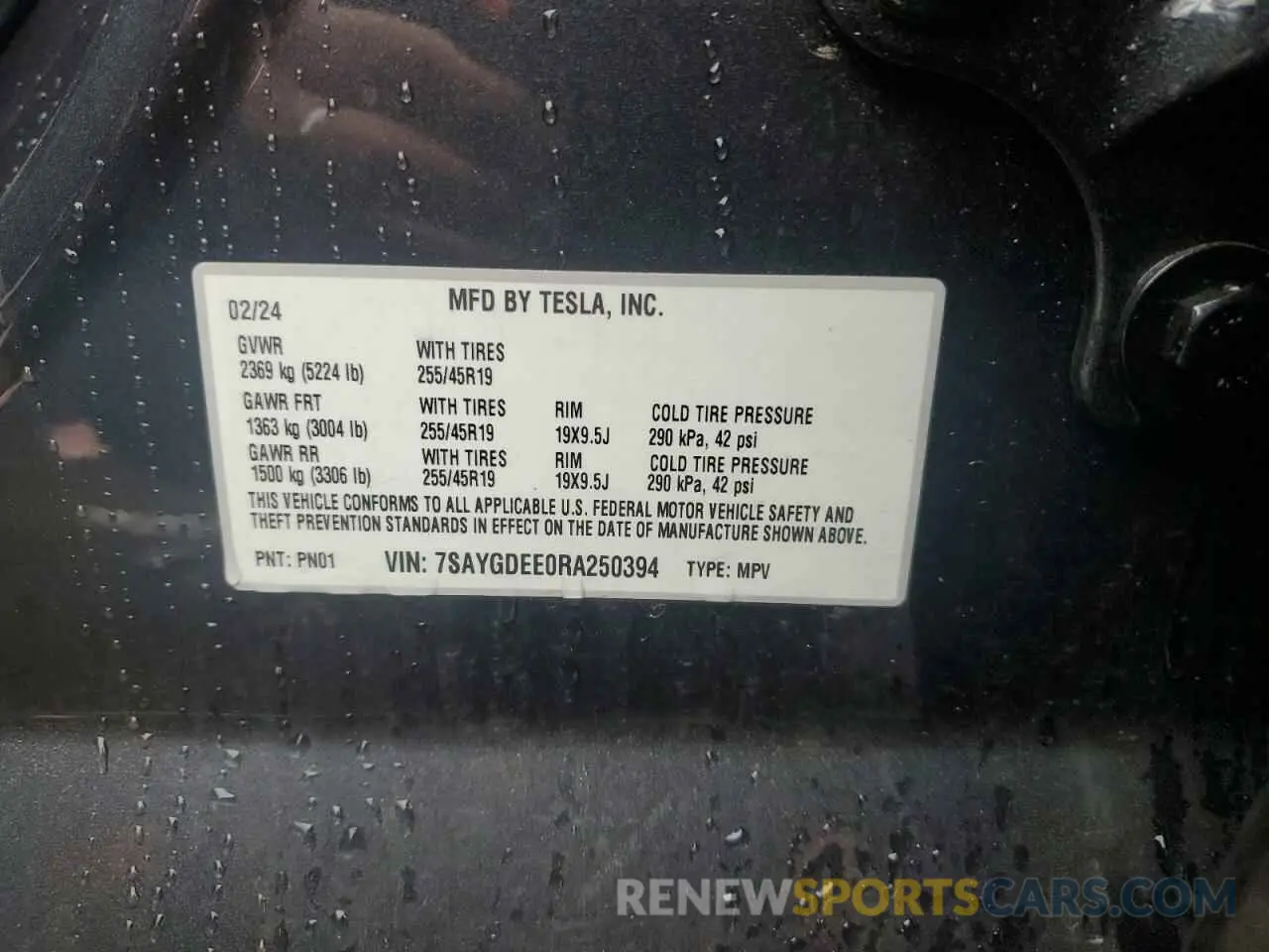 12 Фотография поврежденного автомобиля 7SAYGDEE0RA250394 TESLA MODEL Y 2024