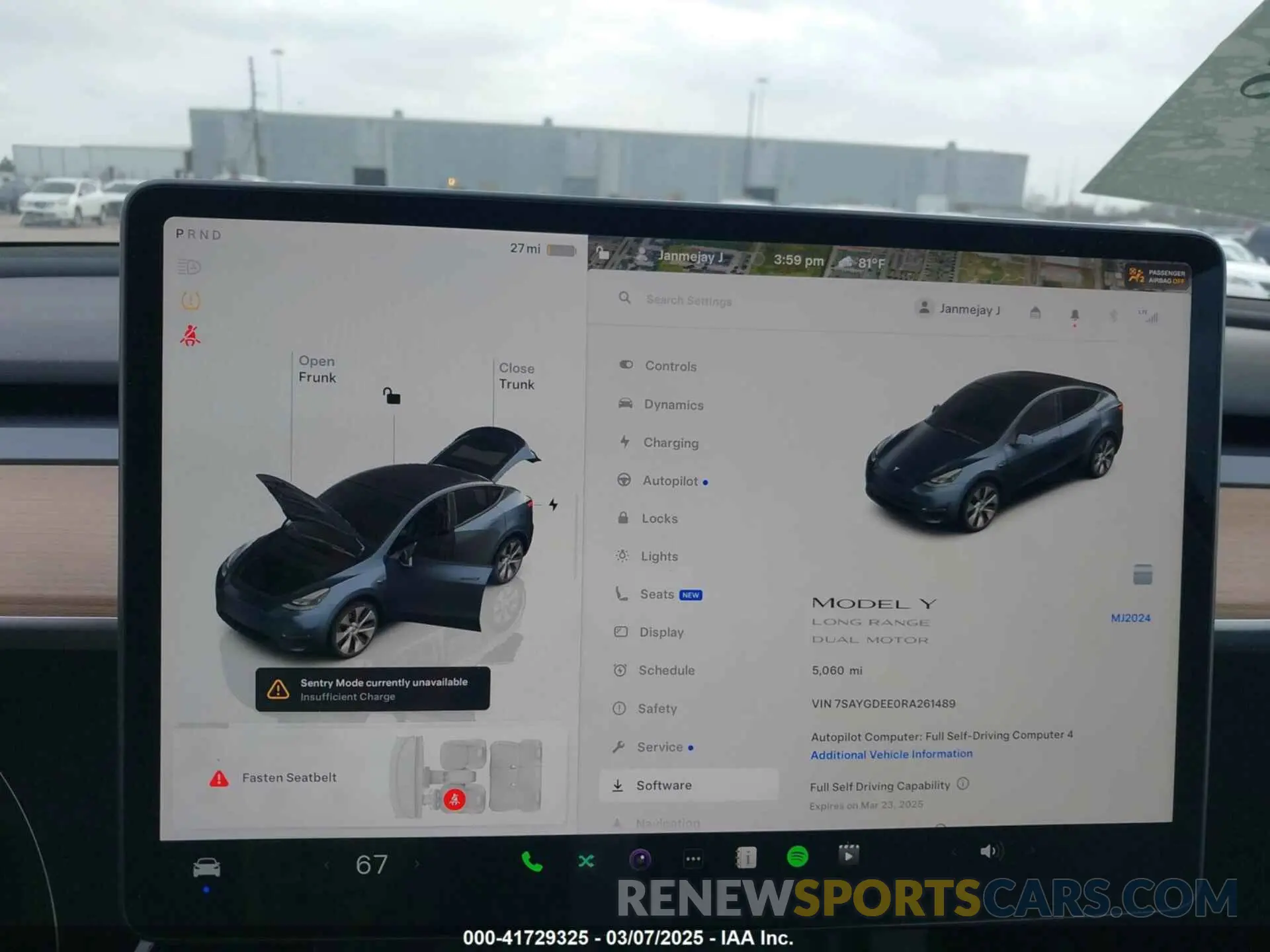 7 Фотография поврежденного автомобиля 7SAYGDEE0RA261489 TESLA MODEL Y 2024