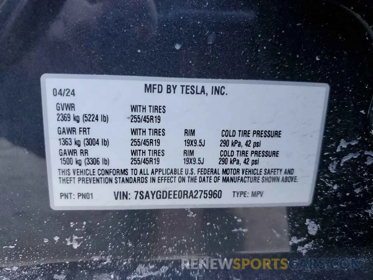 13 Фотография поврежденного автомобиля 7SAYGDEE0RA275960 TESLA MODEL Y 2024