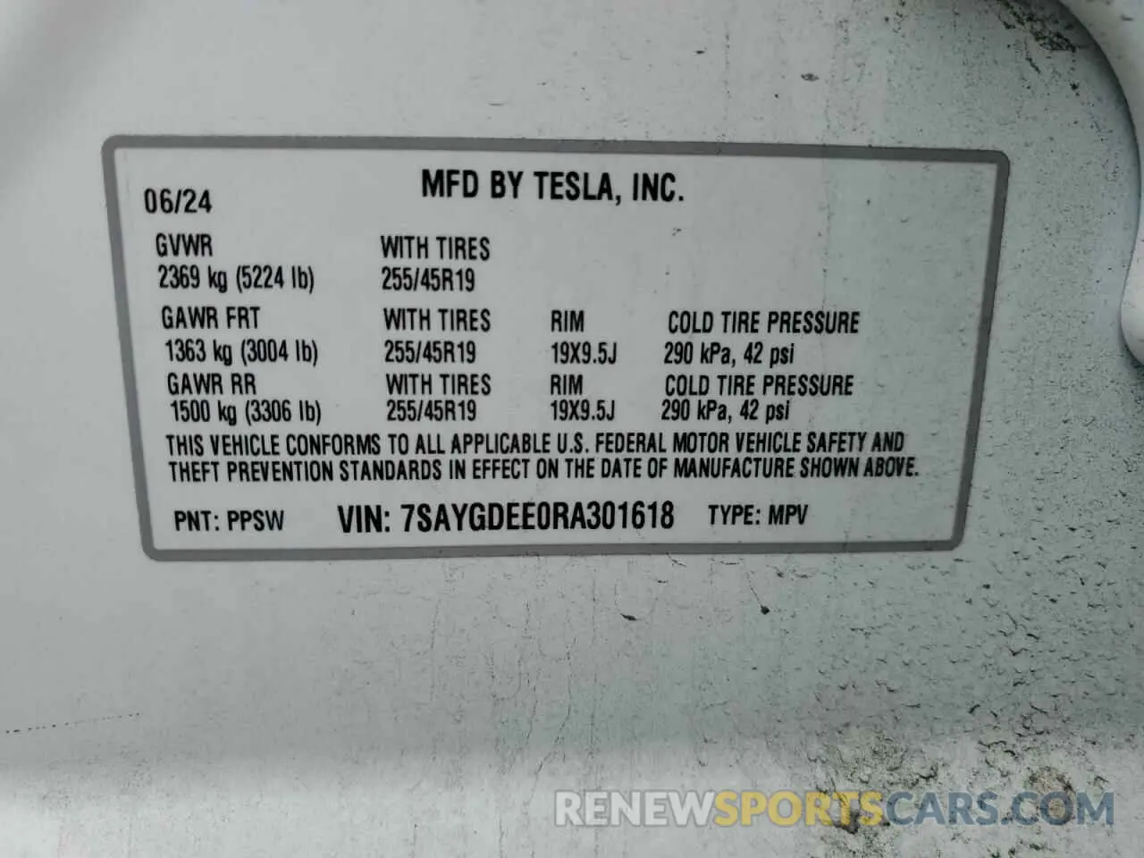 15 Фотография поврежденного автомобиля 7SAYGDEE0RA301618 TESLA MODEL Y 2024