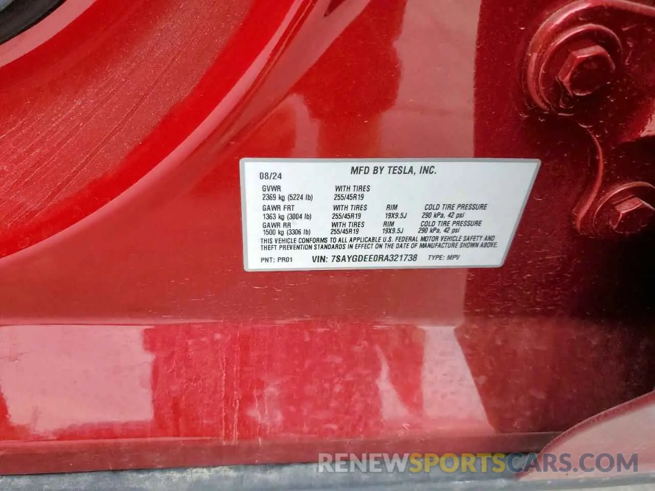 15 Photograph of a damaged car 7SAYGDEE0RA321738 TESLA MODEL Y 2024