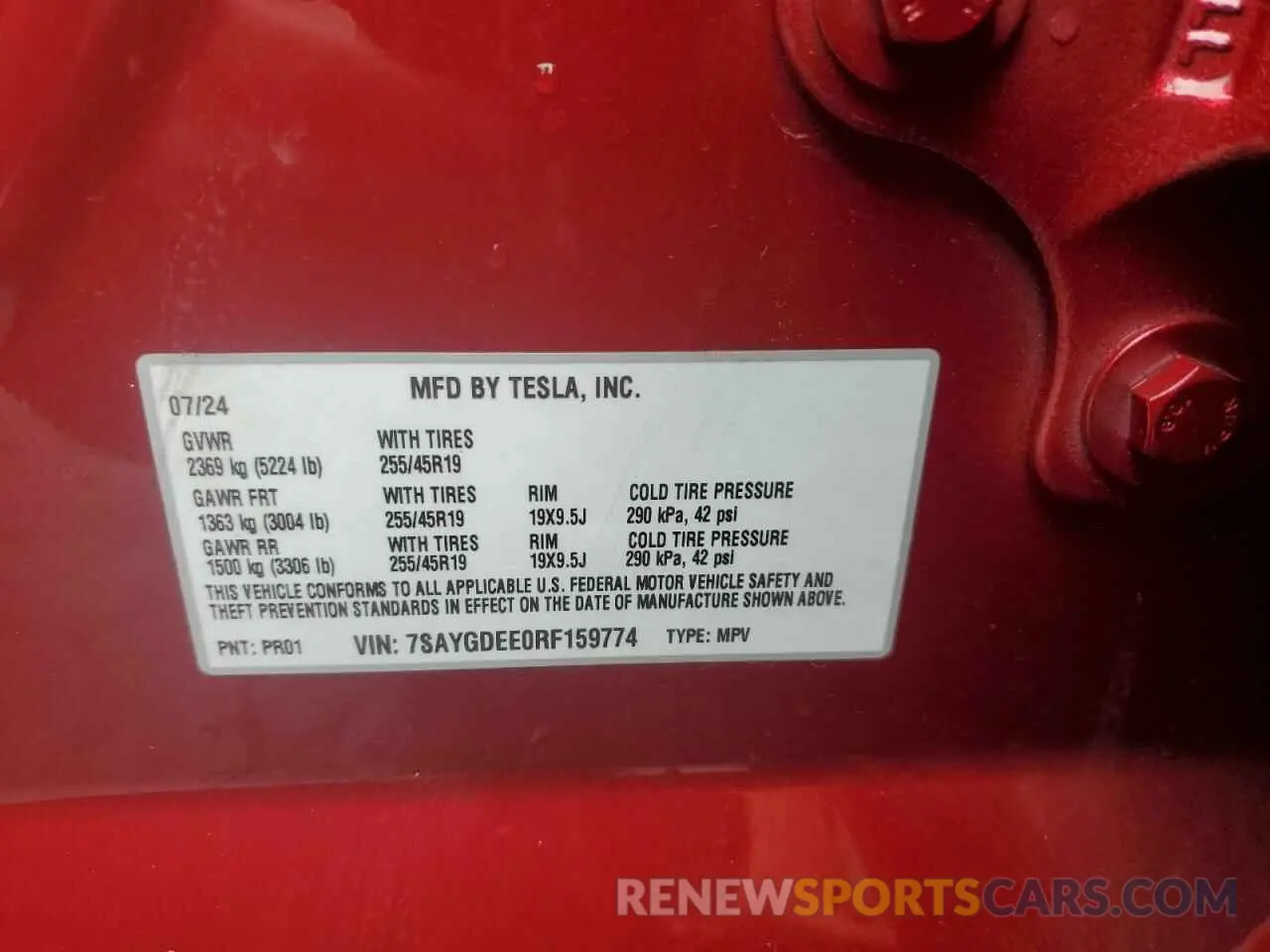 12 Photograph of a damaged car 7SAYGDEE0RF159774 TESLA MODEL Y 2024