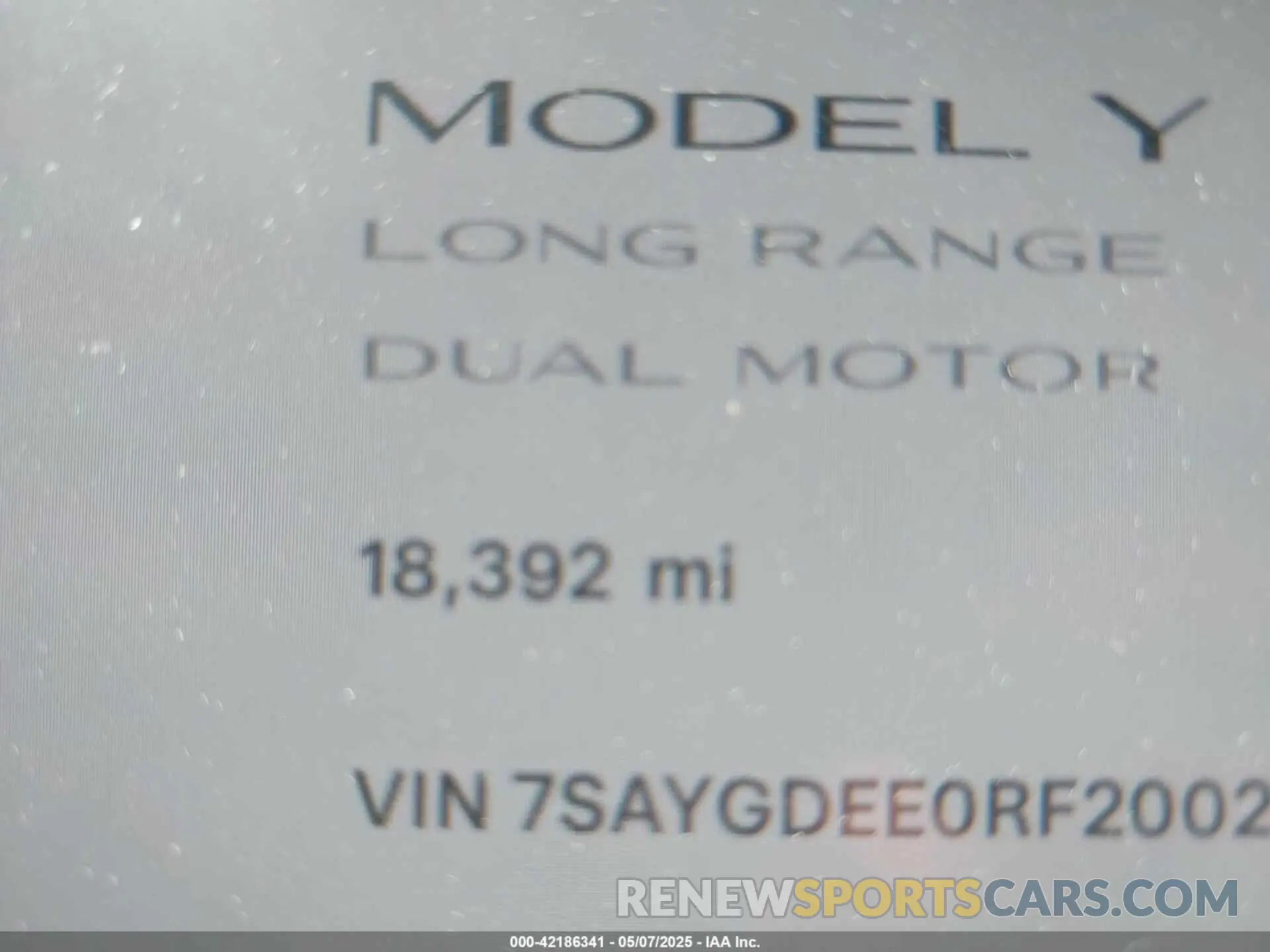7 Фотография поврежденного автомобиля 7SAYGDEE0RF200291 TESLA MODEL Y 2024