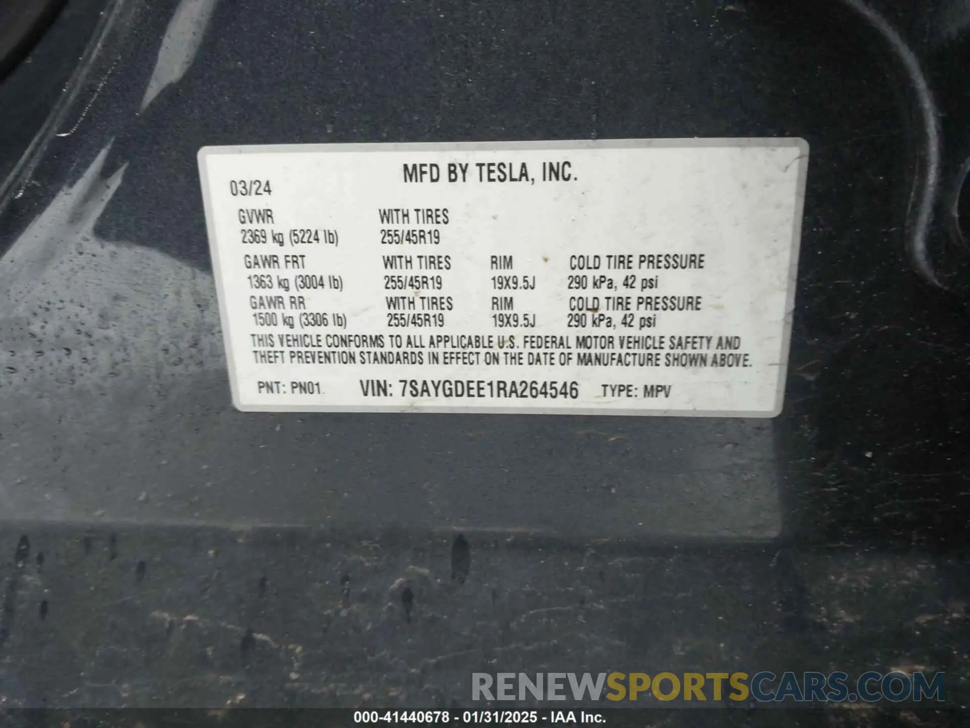 9 Фотография поврежденного автомобиля 7SAYGDEE1RA264546 TESLA MODEL Y 2024