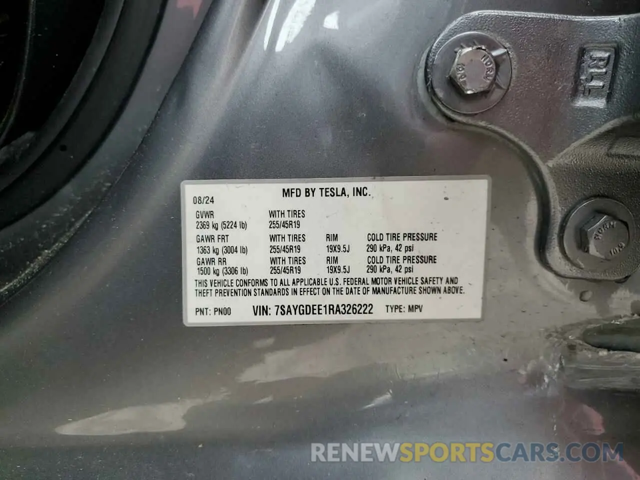 13 Фотография поврежденного автомобиля 7SAYGDEE1RA326222 TESLA MODEL Y 2024