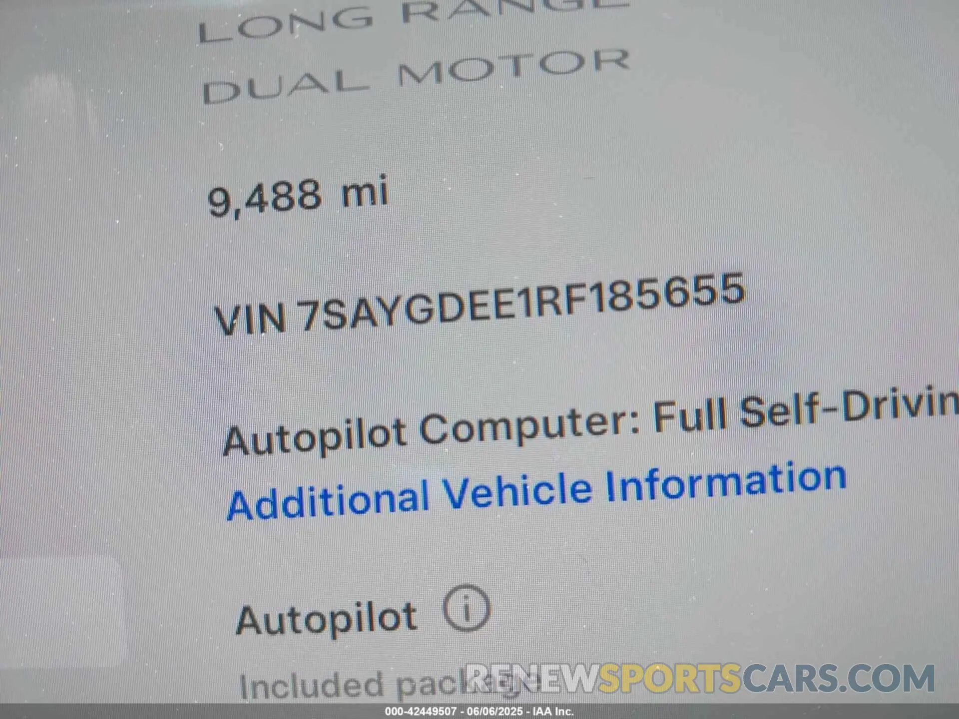 15 Photograph of a damaged car 7SAYGDEE1RF185655 TESLA MODEL Y 2024
