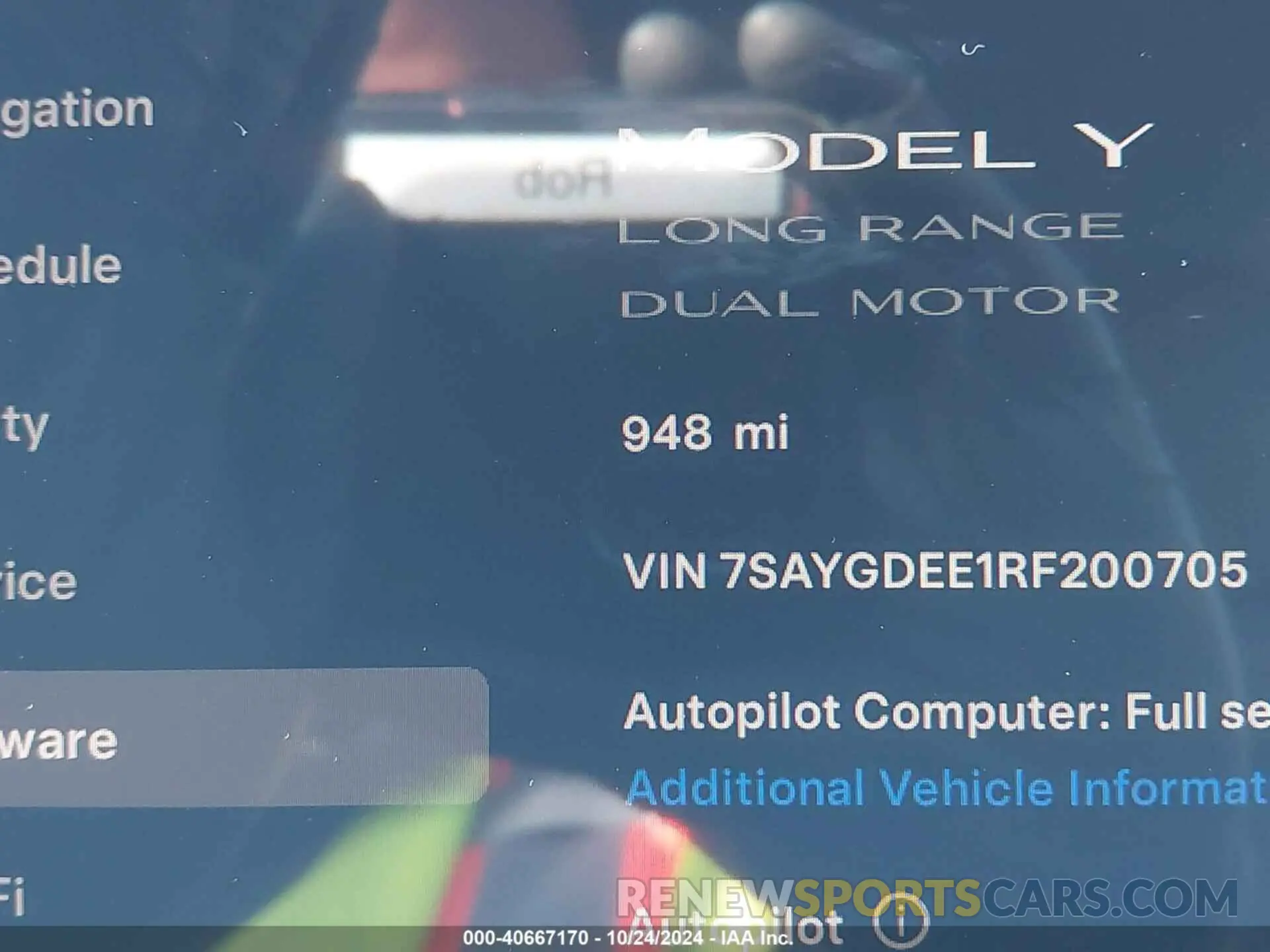 15 Photograph of a damaged car 7SAYGDEE1RF200705 TESLA MODEL Y 2024