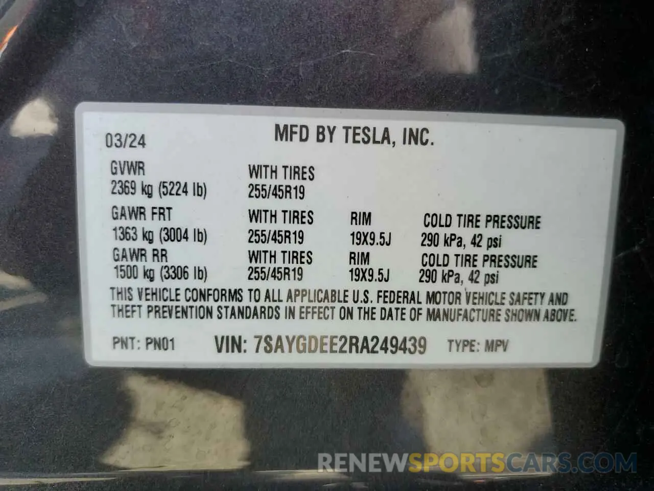 13 Фотография поврежденного автомобиля 7SAYGDEE2RA249439 TESLA MODEL Y 2024