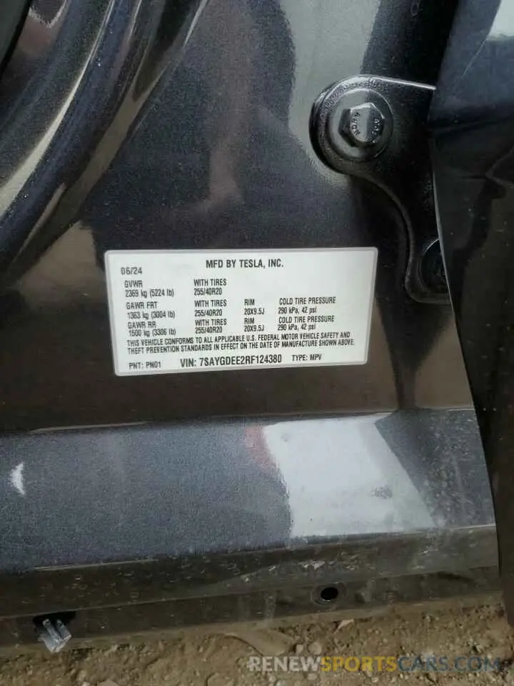 15 Photograph of a damaged car 7SAYGDEE2RF124380 TESLA MODEL Y 2024