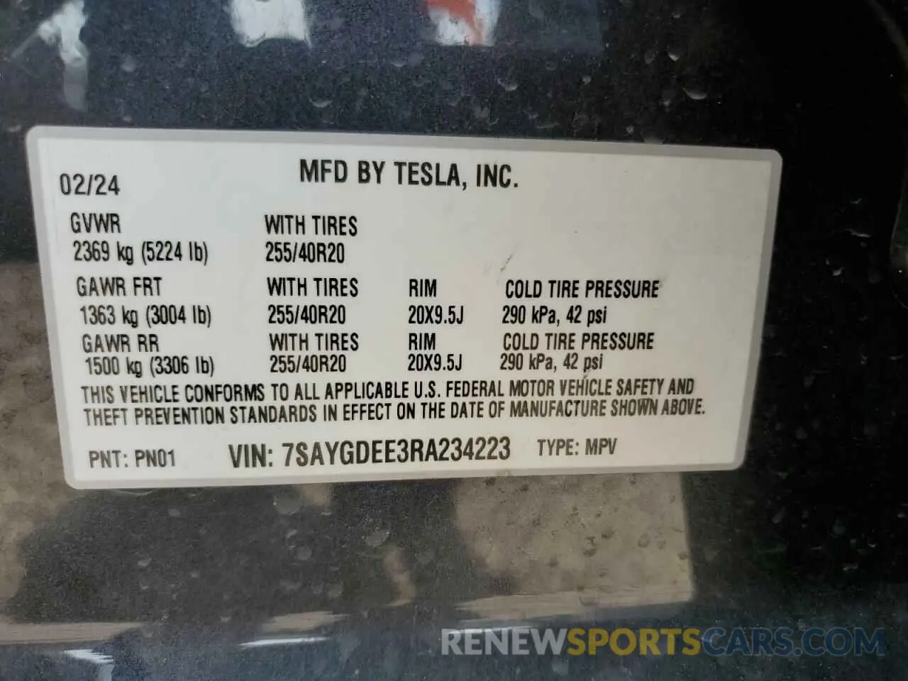 13 Фотография поврежденного автомобиля 7SAYGDEE3RA234223 TESLA MODEL Y 2024