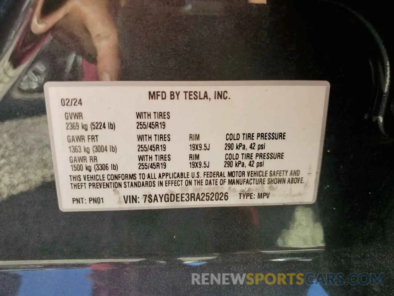 14 Фотография поврежденного автомобиля 7SAYGDEE3RA252026 TESLA MODEL Y 2024