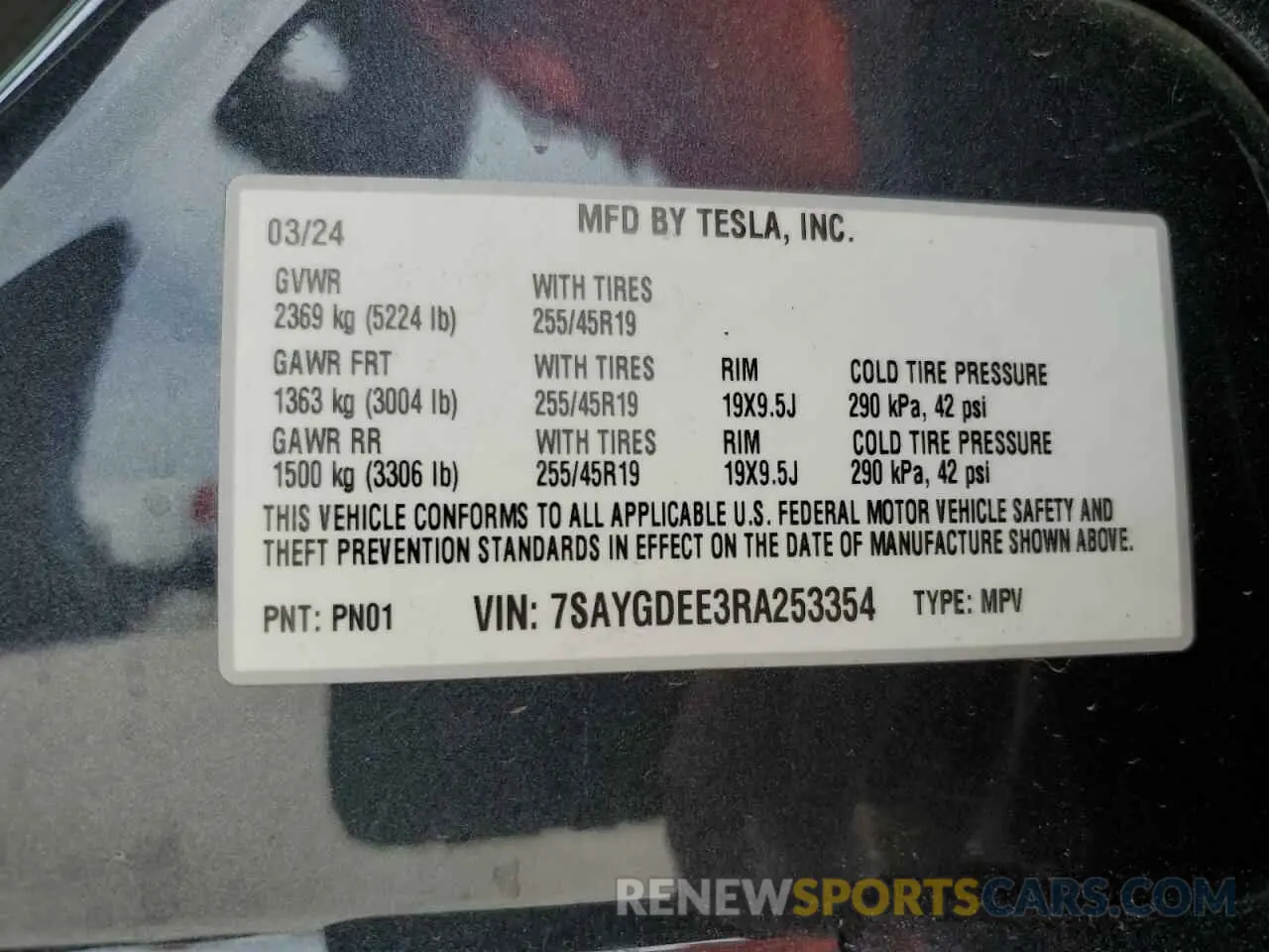 13 Фотография поврежденного автомобиля 7SAYGDEE3RA253354 TESLA MODEL Y 2024