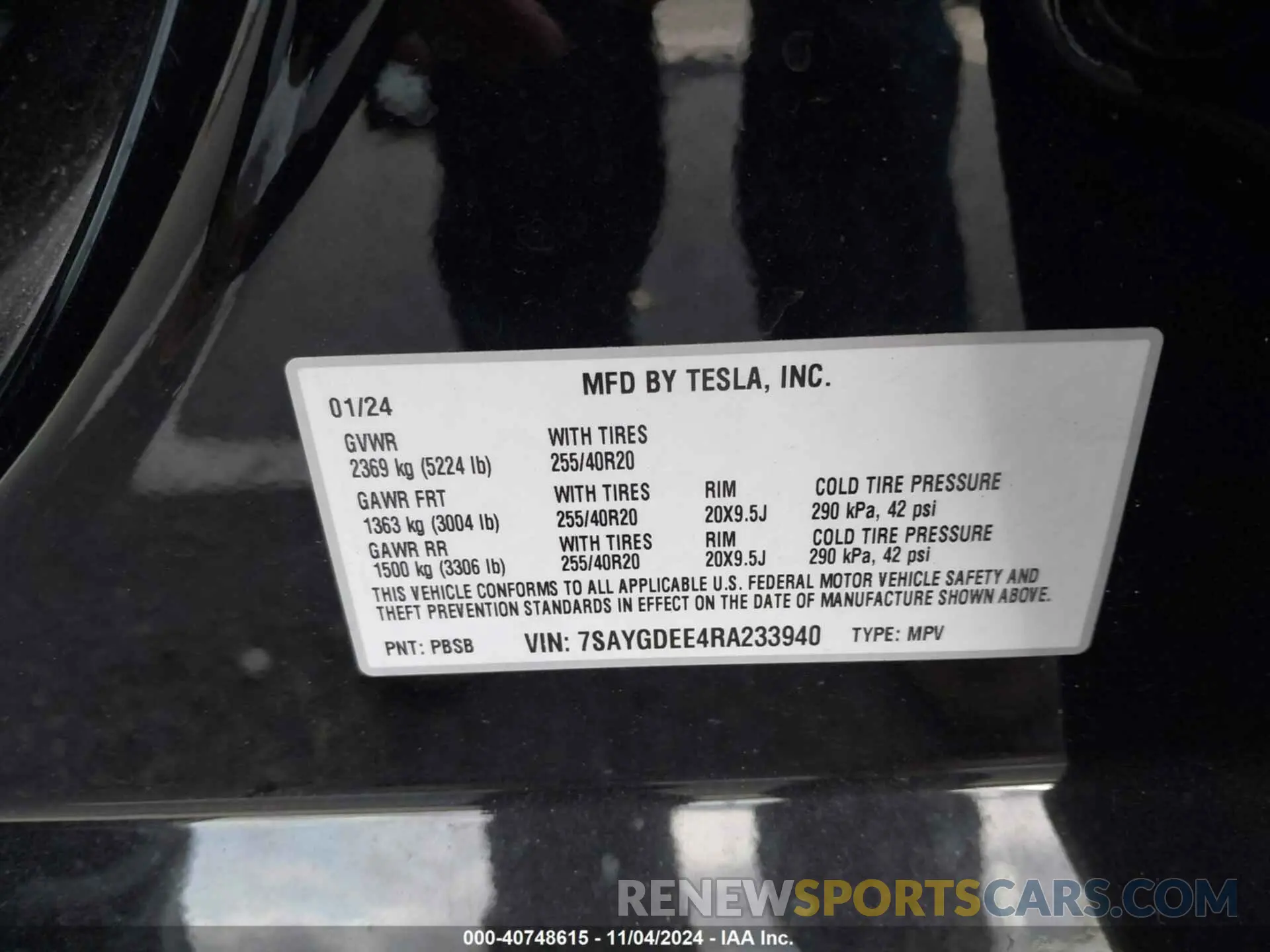 9 Фотография поврежденного автомобиля 7SAYGDEE4RA233940 TESLA MODEL Y 2024