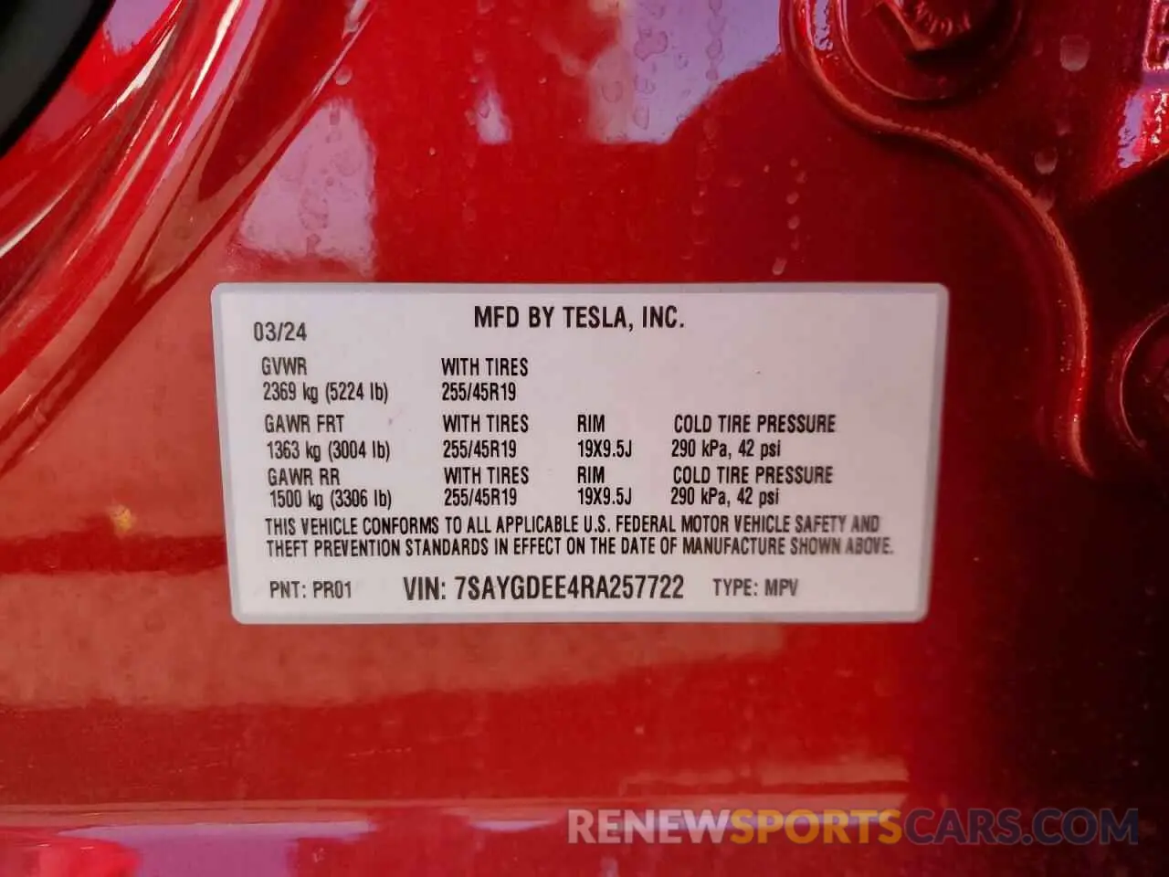 14 Photograph of a damaged car 7SAYGDEE4RA257722 TESLA MODEL Y 2024