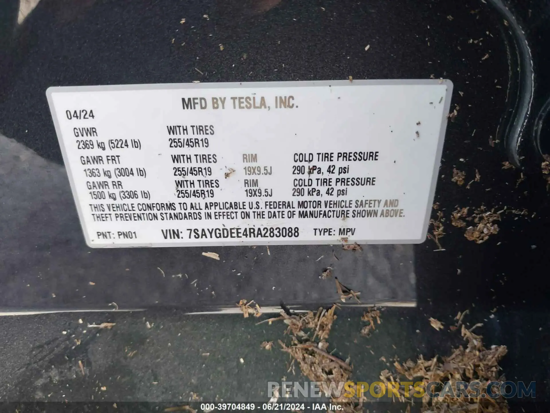 9 Фотография поврежденного автомобиля 7SAYGDEE4RA283088 TESLA MODEL Y 2024