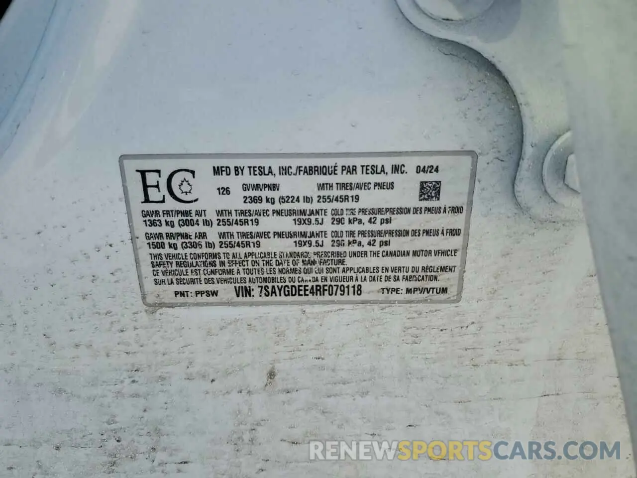 13 Фотография поврежденного автомобиля 7SAYGDEE4RF079118 TESLA MODEL Y 2024