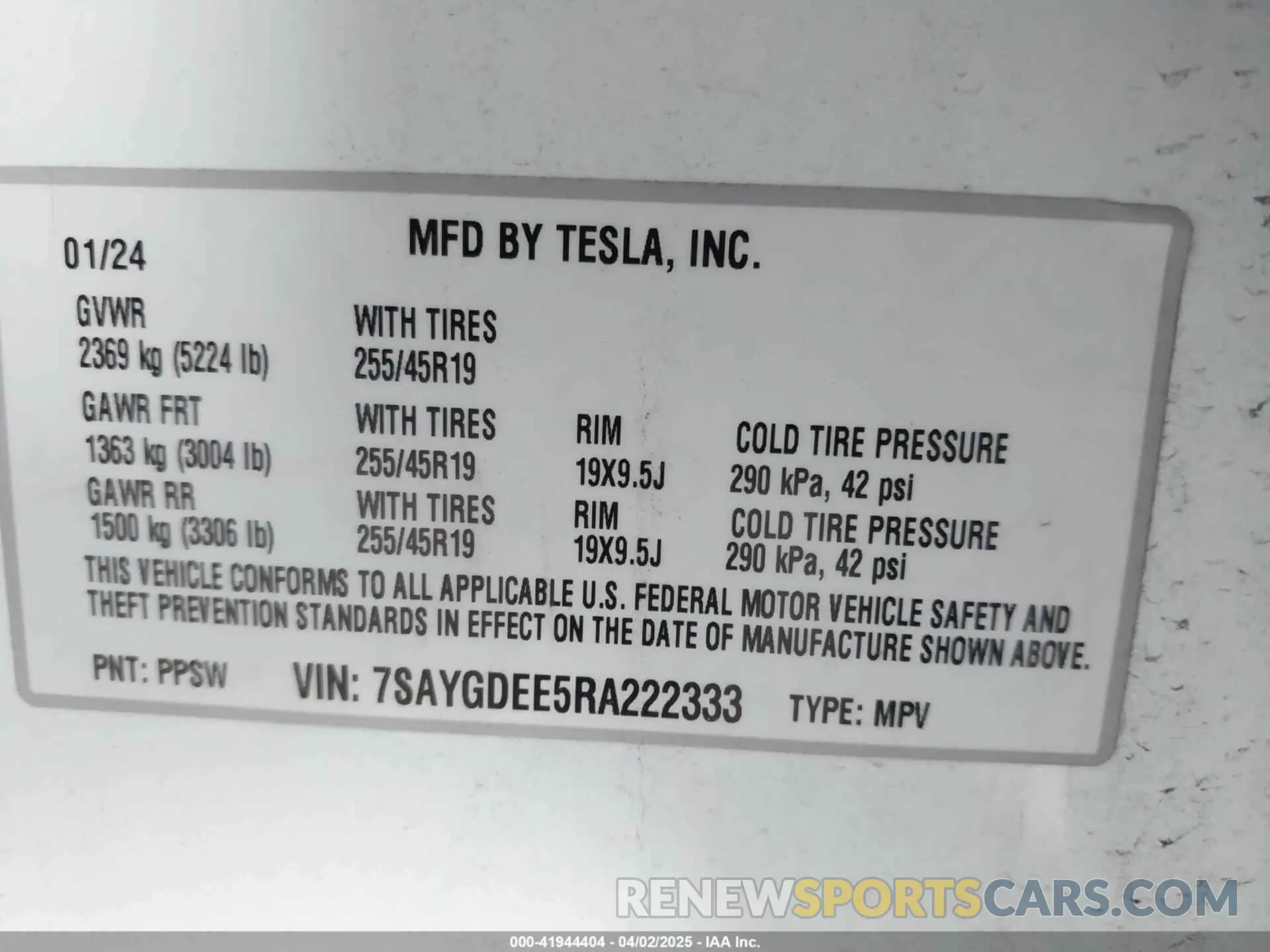 9 Фотография поврежденного автомобиля 7SAYGDEE5RA222333 TESLA MODEL Y 2024