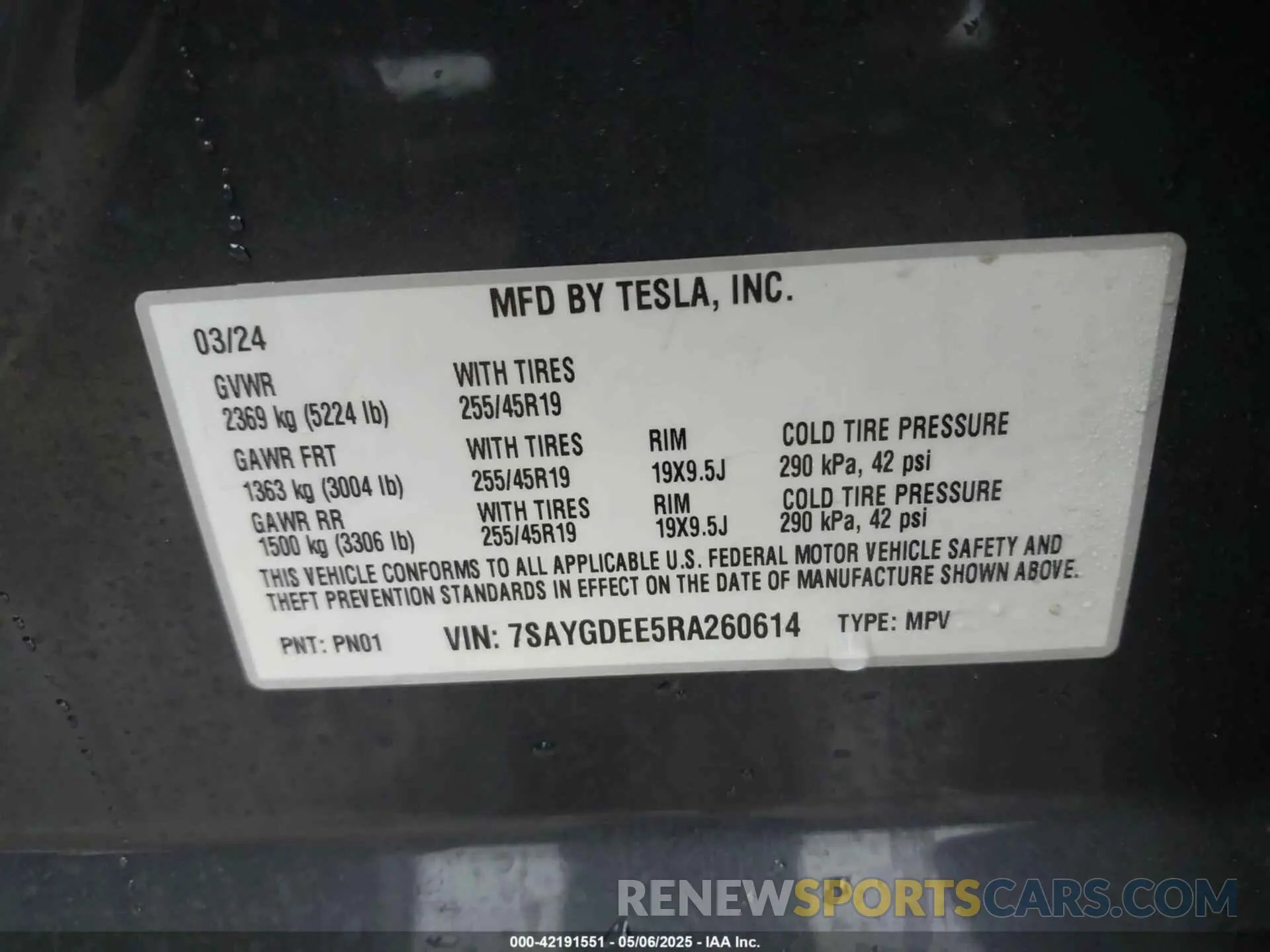 9 Фотография поврежденного автомобиля 7SAYGDEE5RA260614 TESLA MODEL Y 2024