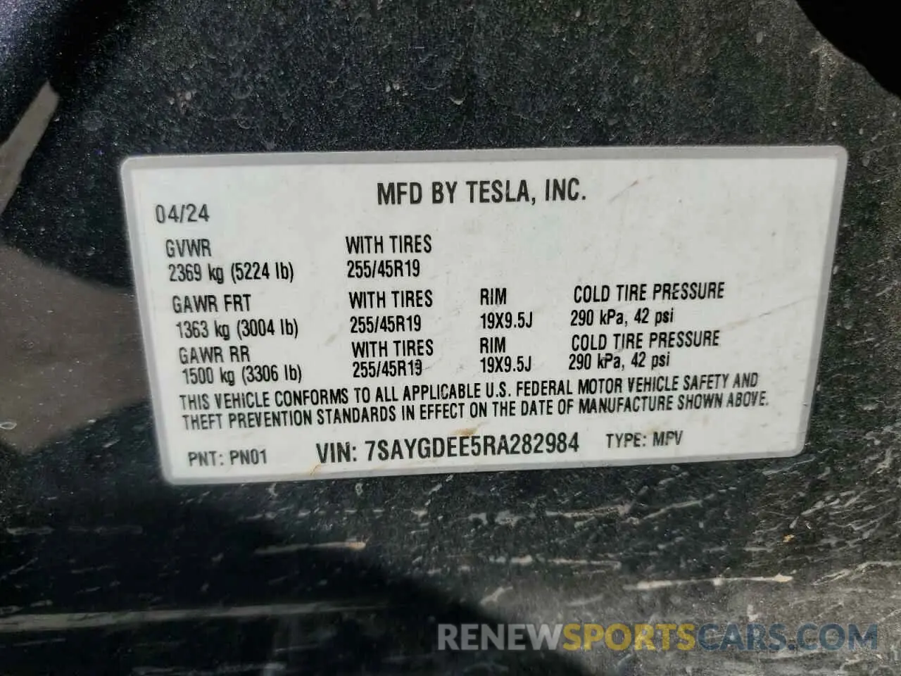 14 Фотография поврежденного автомобиля 7SAYGDEE5RA282984 TESLA MODEL Y 2024