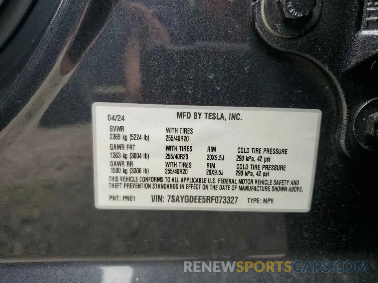 12 Фотография поврежденного автомобиля 7SAYGDEE5RF073327 TESLA MODEL Y 2024