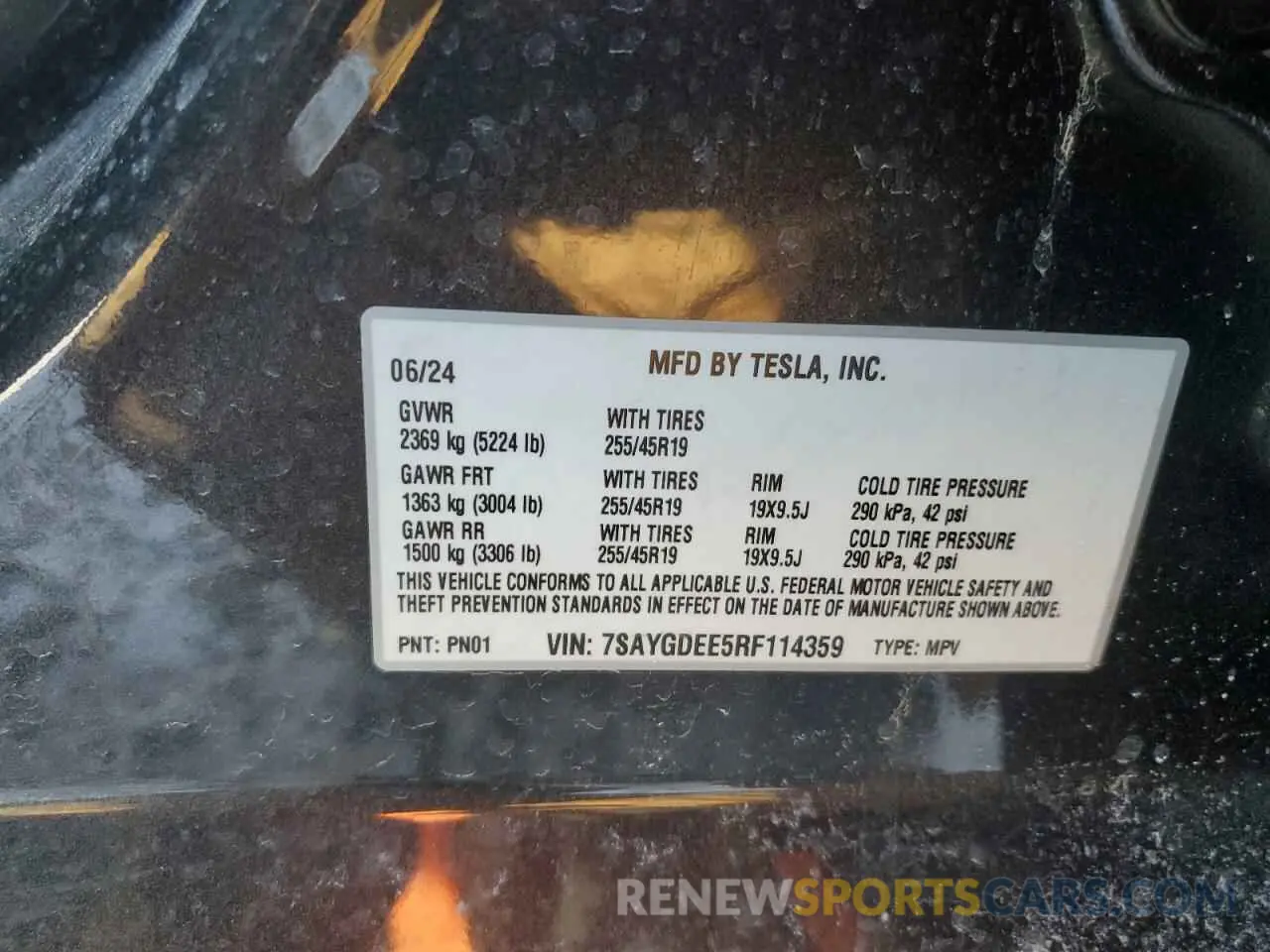 13 Фотография поврежденного автомобиля 7SAYGDEE5RF114359 TESLA MODEL Y 2024