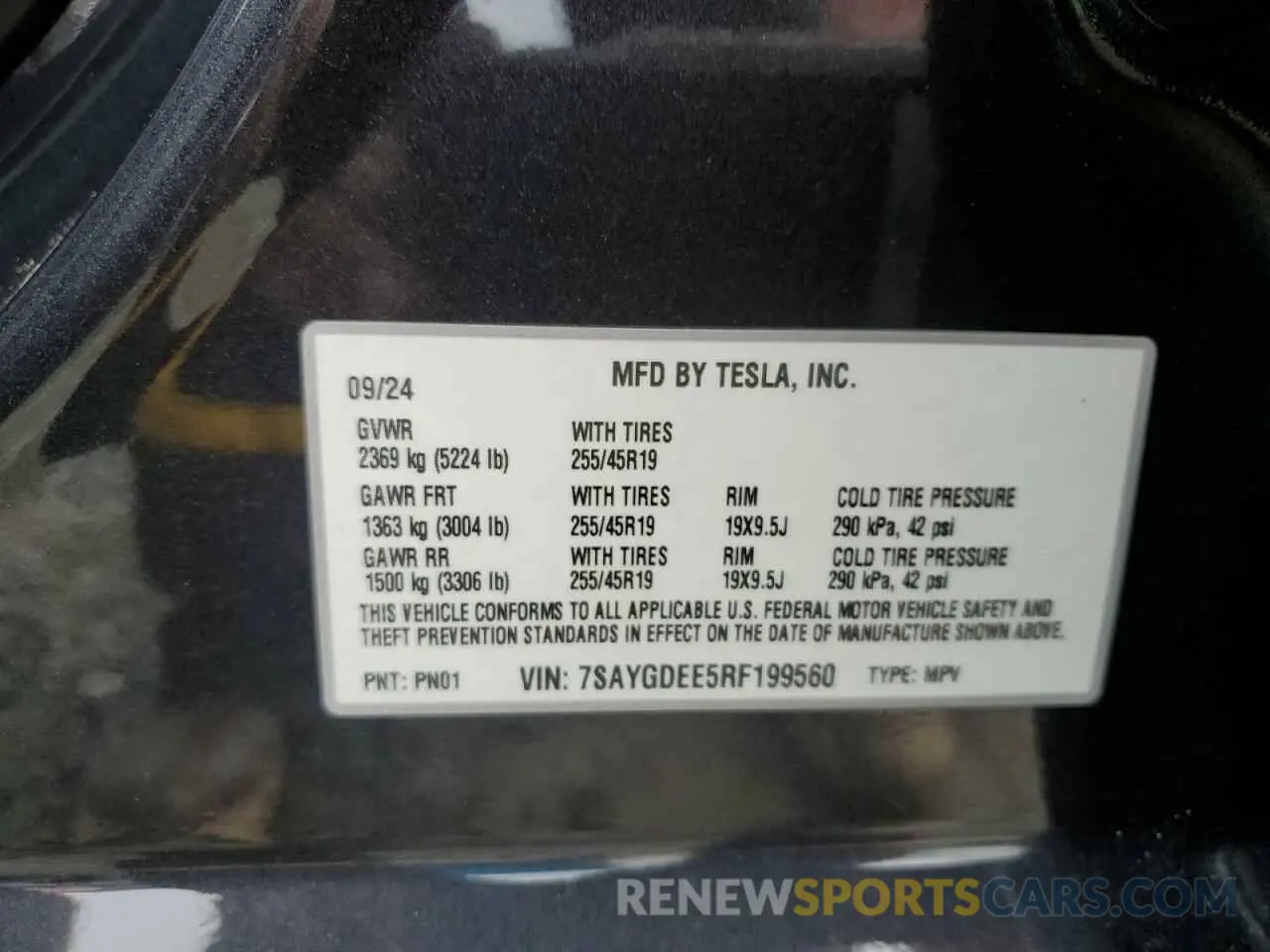 13 Фотография поврежденного автомобиля 7SAYGDEE5RF199560 TESLA MODEL Y 2024