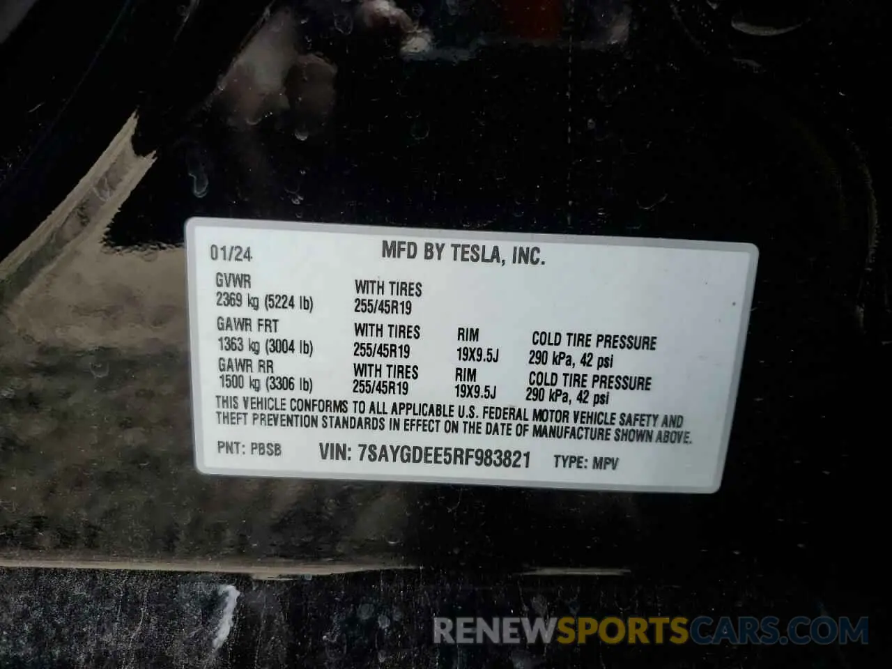 14 Photograph of a damaged car 7SAYGDEE5RF983821 TESLA MODEL Y 2024