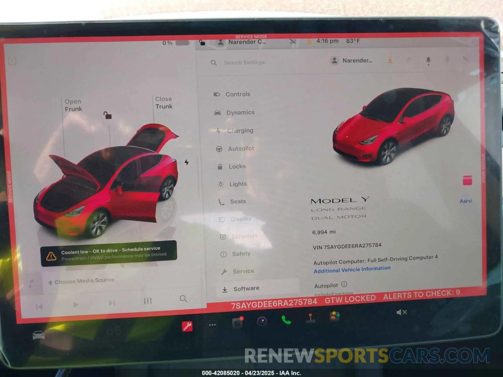 7 Фотография поврежденного автомобиля 7SAYGDEE6RA275784 TESLA MODEL Y 2024