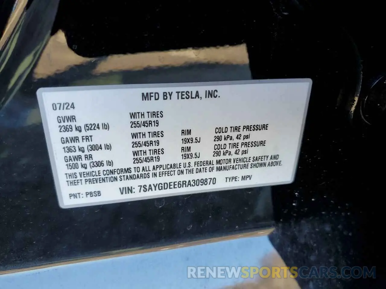 12 Photograph of a damaged car 7SAYGDEE6RA309870 TESLA MODEL Y 2024