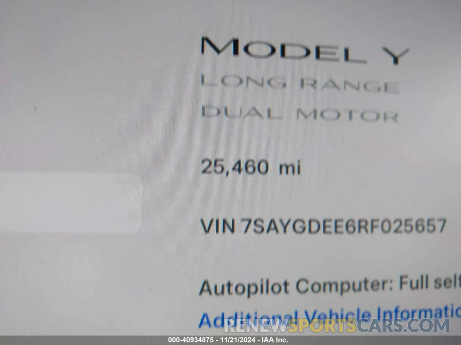 16 Фотография поврежденного автомобиля 7SAYGDEE6RF025657 TESLA MODEL Y 2024