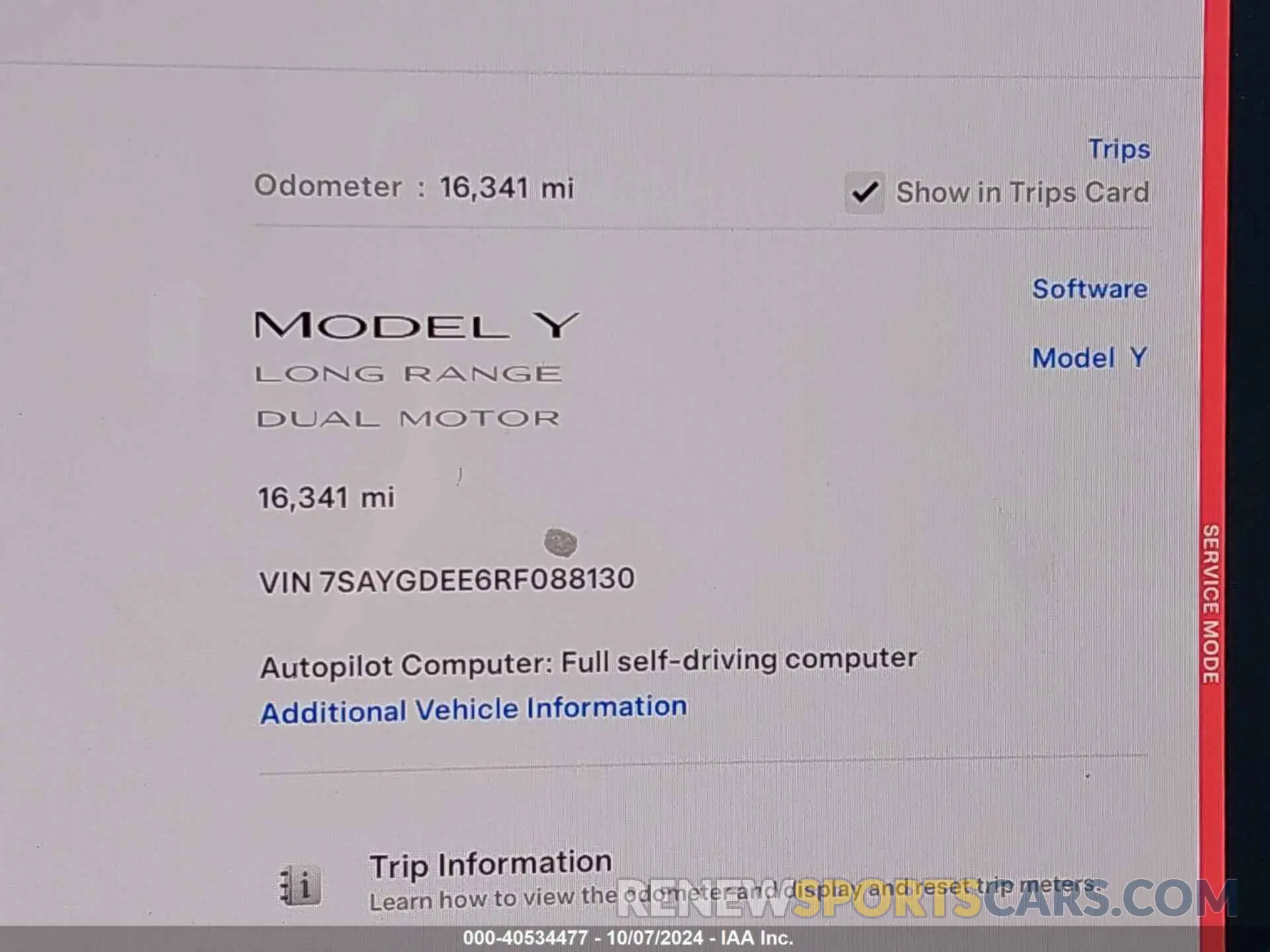 7 Photograph of a damaged car 7SAYGDEE6RF088130 TESLA MODEL Y 2024
