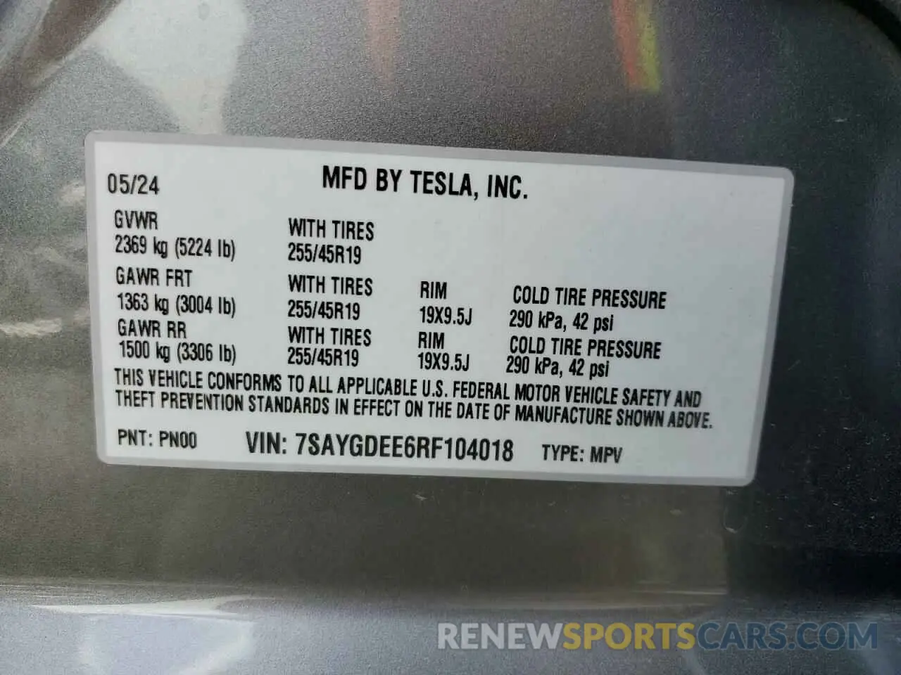 12 Фотография поврежденного автомобиля 7SAYGDEE6RF104018 TESLA MODEL Y 2024