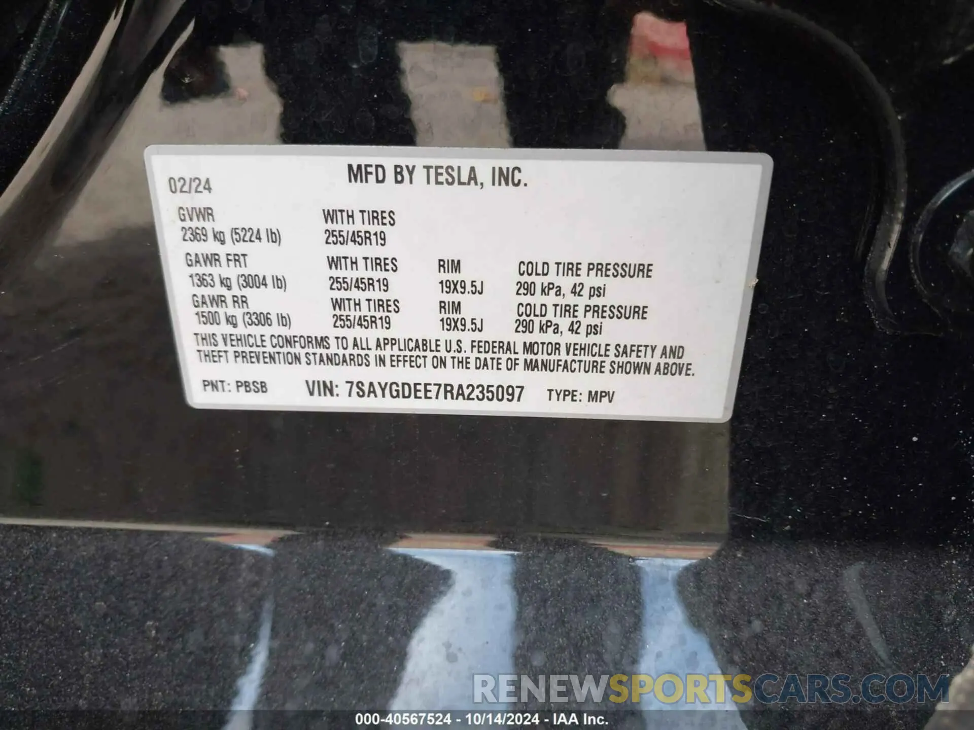 9 Фотография поврежденного автомобиля 7SAYGDEE7RA235097 TESLA MODEL Y 2024