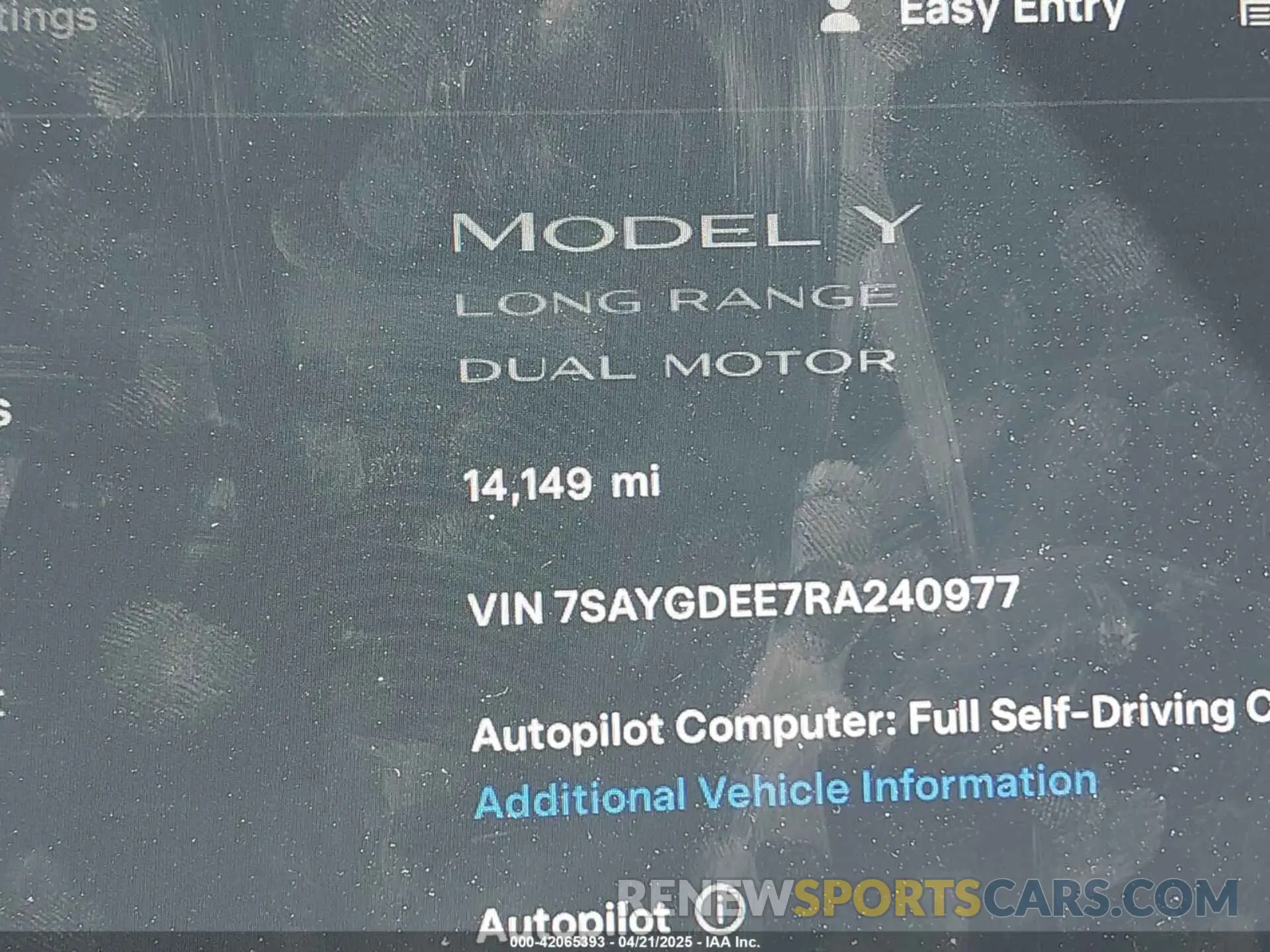 15 Фотография поврежденного автомобиля 7SAYGDEE7RA240977 TESLA MODEL Y 2024
