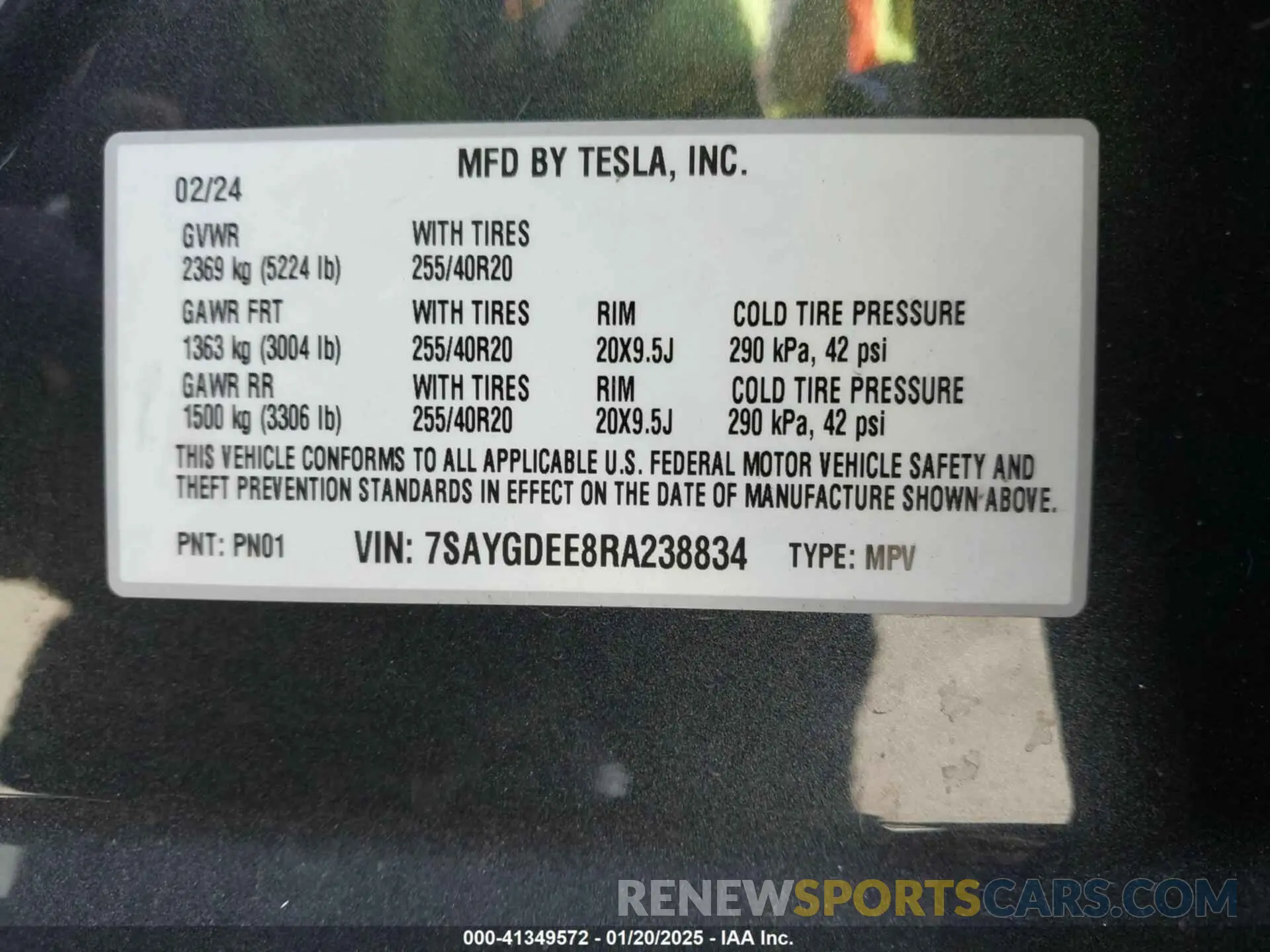 9 Фотография поврежденного автомобиля 7SAYGDEE8RA238834 TESLA MODEL Y 2024