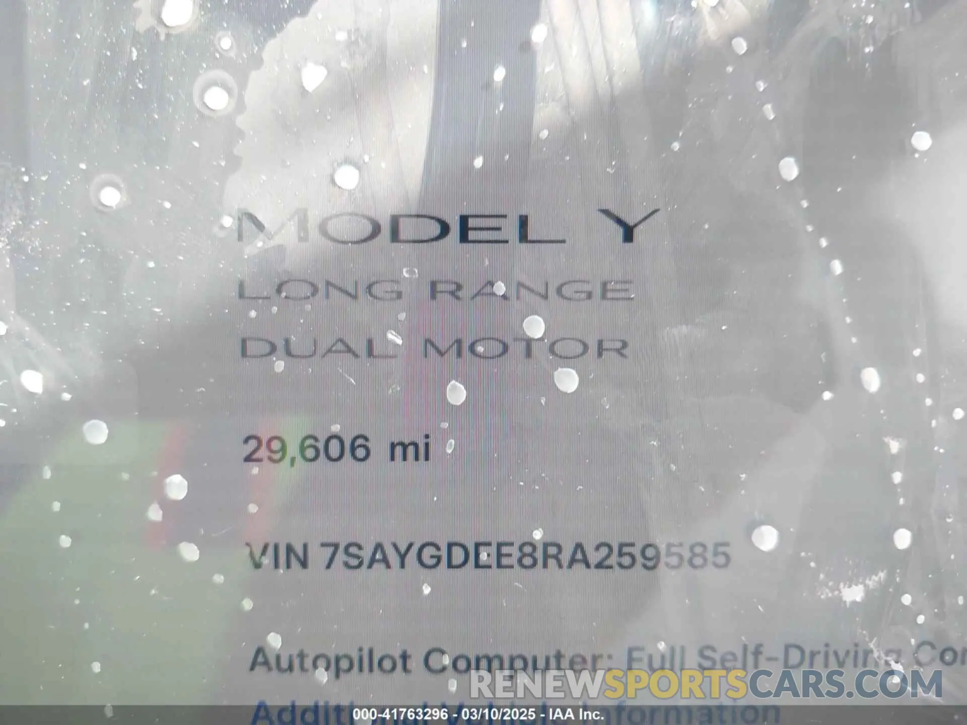 7 Фотография поврежденного автомобиля 7SAYGDEE8RA259585 TESLA MODEL Y 2024