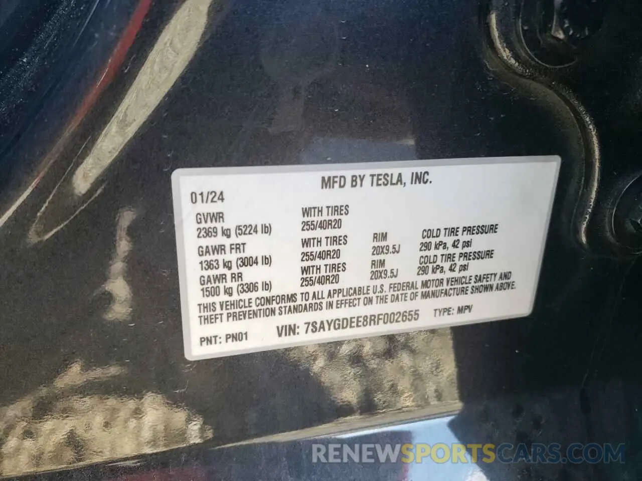 16 Photograph of a damaged car 7SAYGDEE8RF002655 TESLA MODEL Y 2024