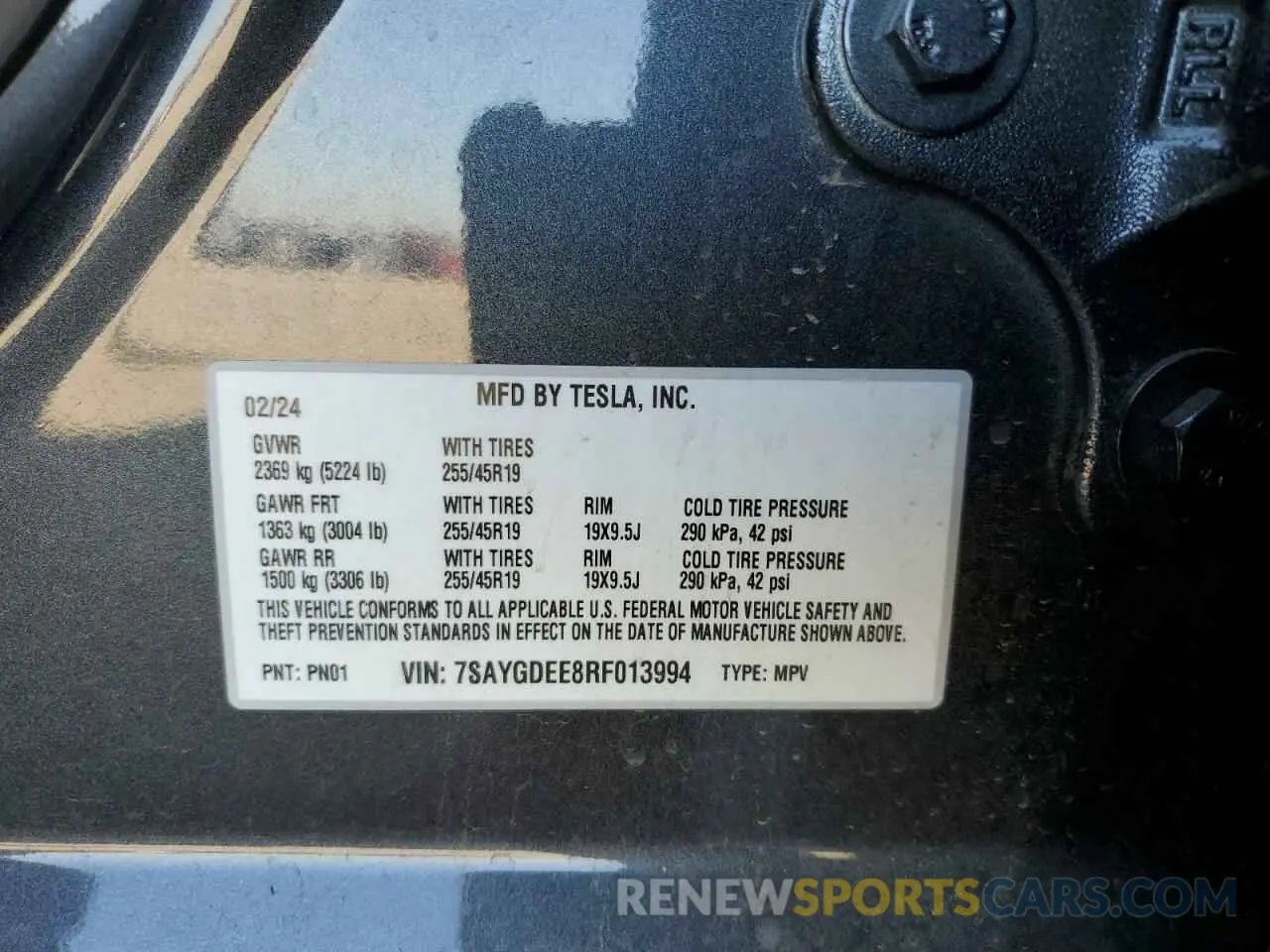 12 Фотография поврежденного автомобиля 7SAYGDEE8RF013994 TESLA MODEL Y 2024