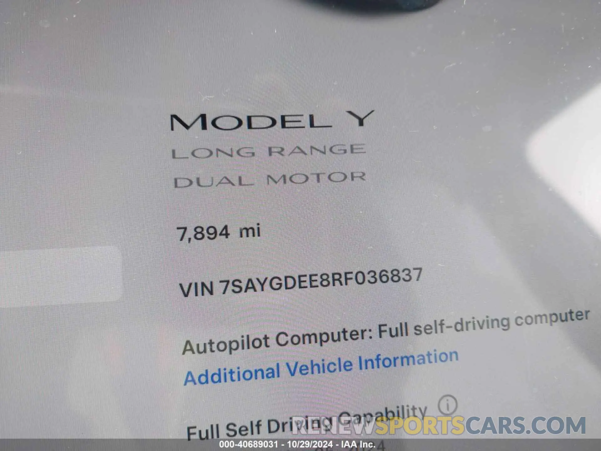15 Photograph of a damaged car 7SAYGDEE8RF036837 TESLA MODEL Y 2024